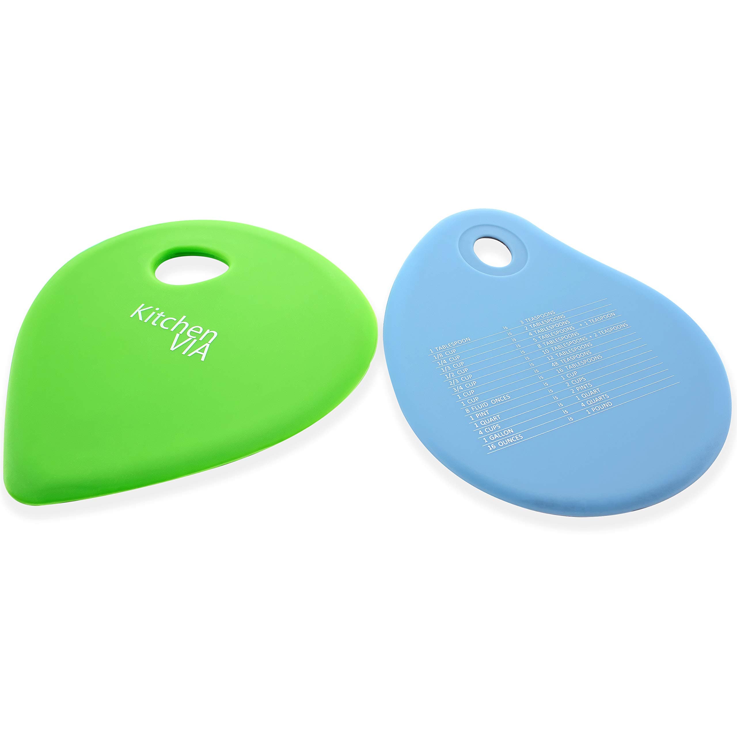 KitchenVIA 2 Pc Silicone Bench Scraper Set with Tablespoon Measurements - Scrape, Decorate, and Cut with Ease!