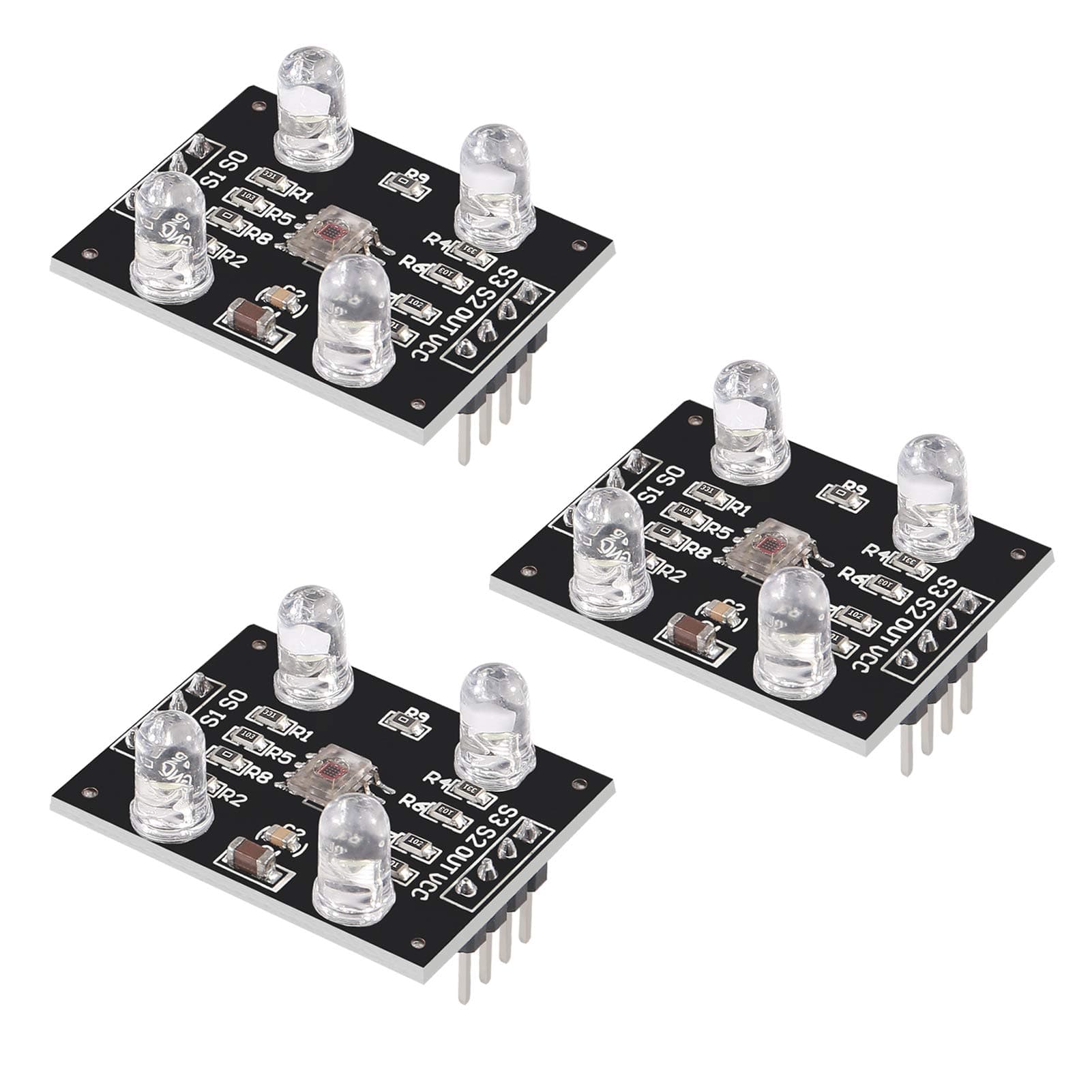 3Pcs TCS230 RGB Light Color Sensor TCS3200 Recognition Sensor Detector Module with 4 LED White LED Lights Microcontroller
