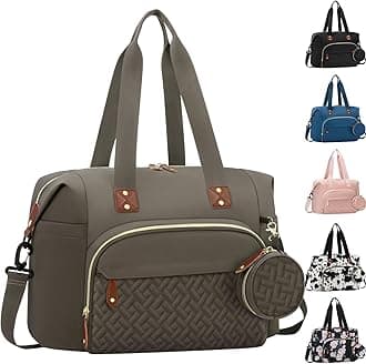 Diaper Bag Tote with Pacifier Case, Baby Bag for Women with Shoulder Straps, Travel Diaper Tote for for Mom and Dad Khaki