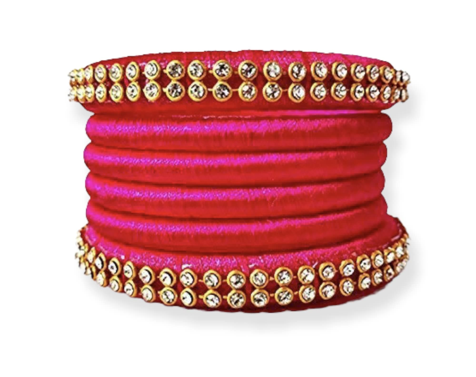 HemasaHand Made Silk Thread Bangle Set For Women(2 * 6)