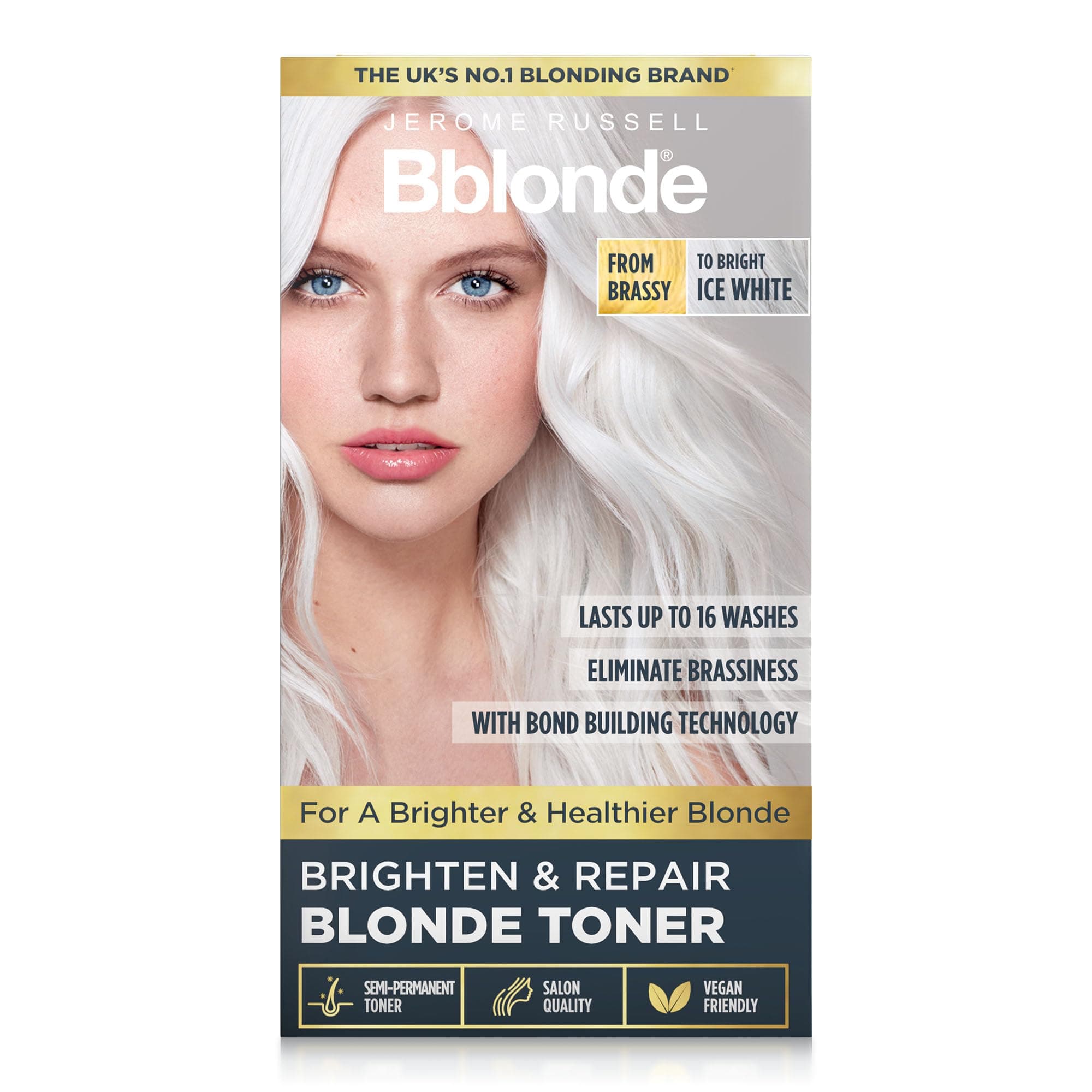 Bblonde Brighten & Repair Blonde Toner – ICE WHITE – Fixes Brassiness, Creates Bright Blonde Tones and Repairs Damage with Bond-Building Care – Ammonia-Free, Vegan