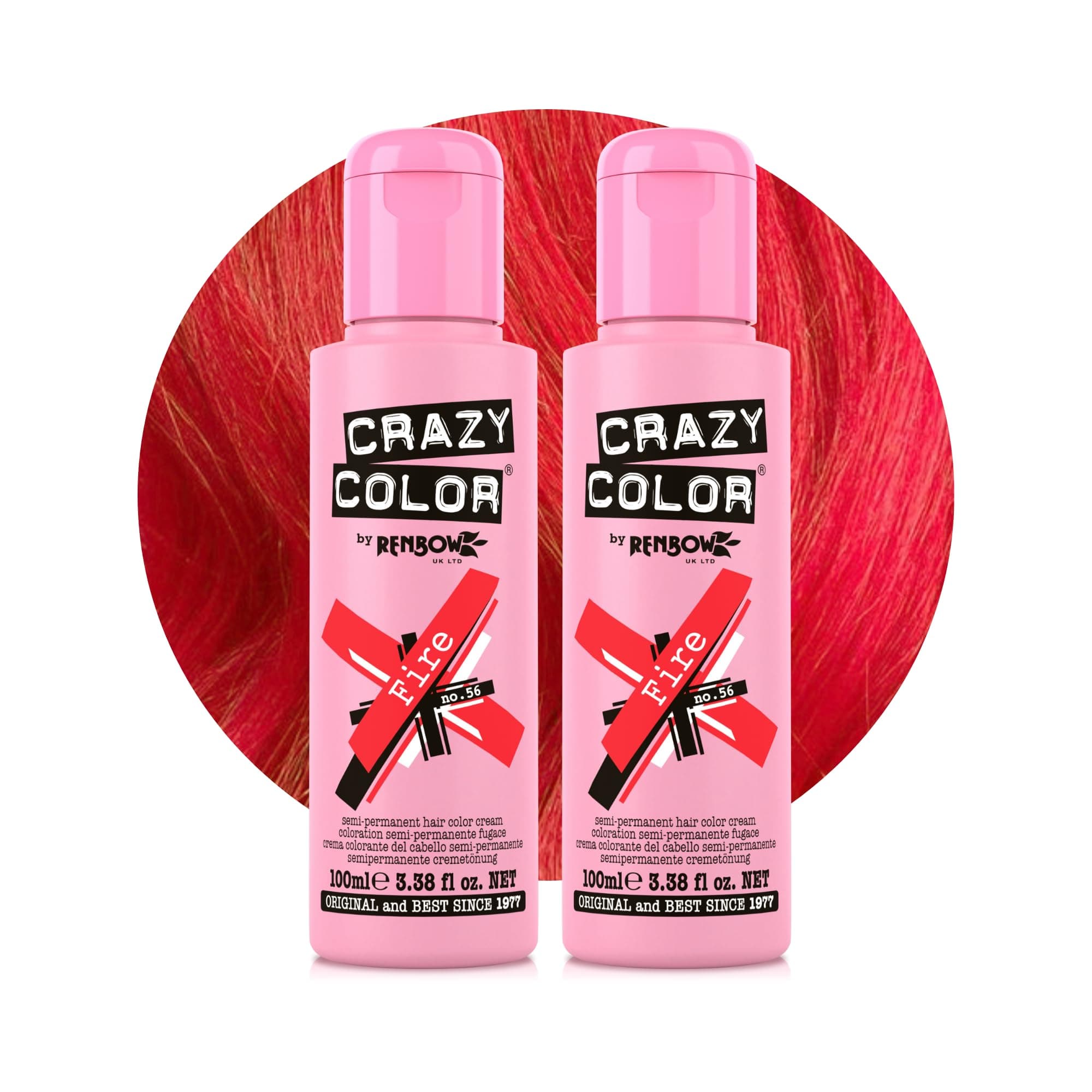Vibrant Fire Semi-Permanent Duo Hair Dye. Highly Pigmented Pillarbox Red Conditioning & Oil Nourishing Vegan Formula | No Bleach or Ammonia | 200ml