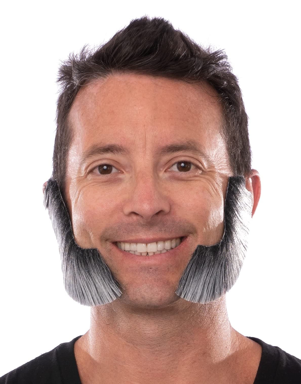 Fake Sideburns, Realistic Looking Mutton Chops with Adhesive (Dark Grey)