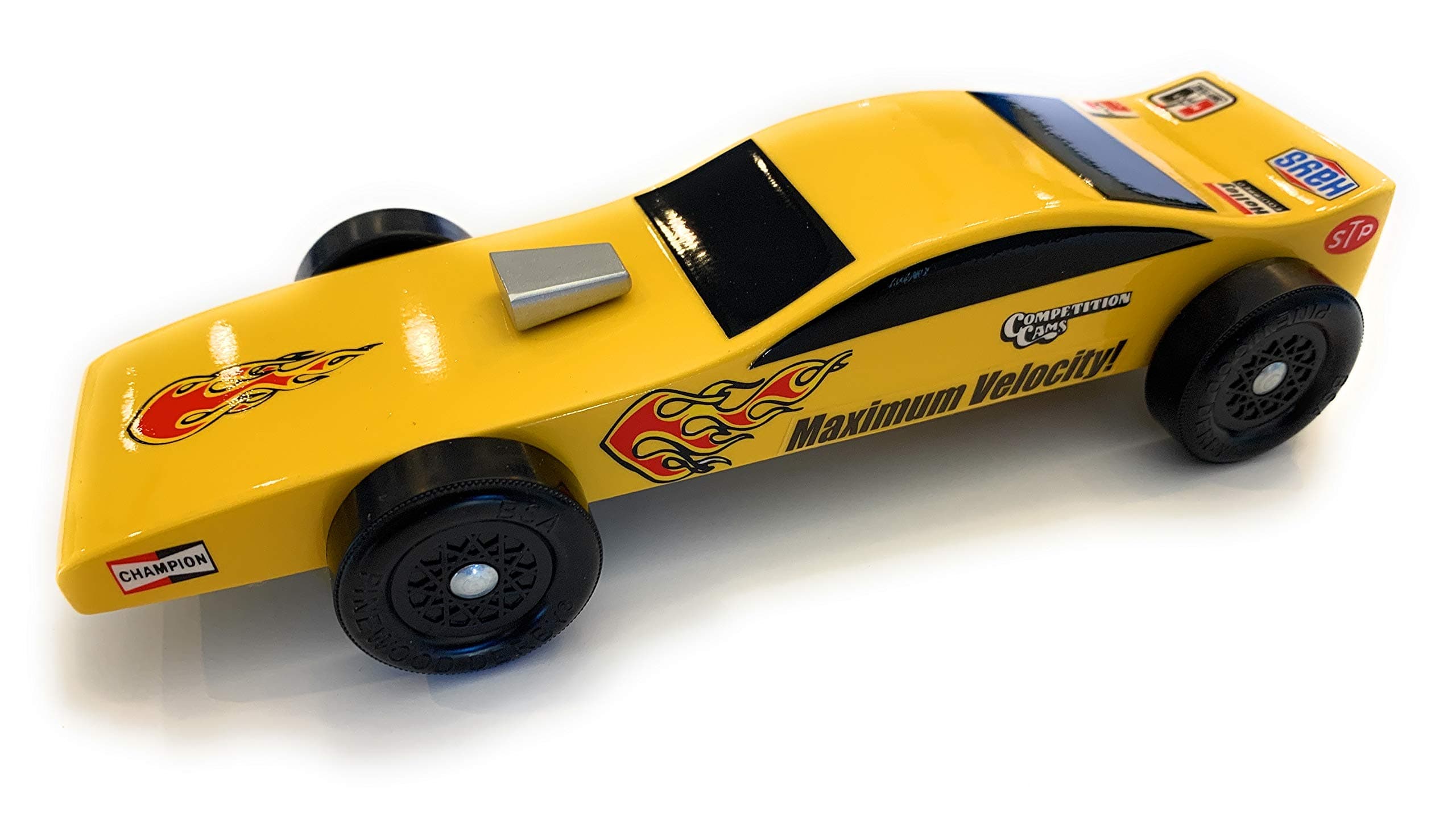 Maximum Velocity! Pinewood Car Kit | Includes BSA Speed Wheels, Speed Axles, Graphite & Steel Weight | Funny Car Derby Car Kit