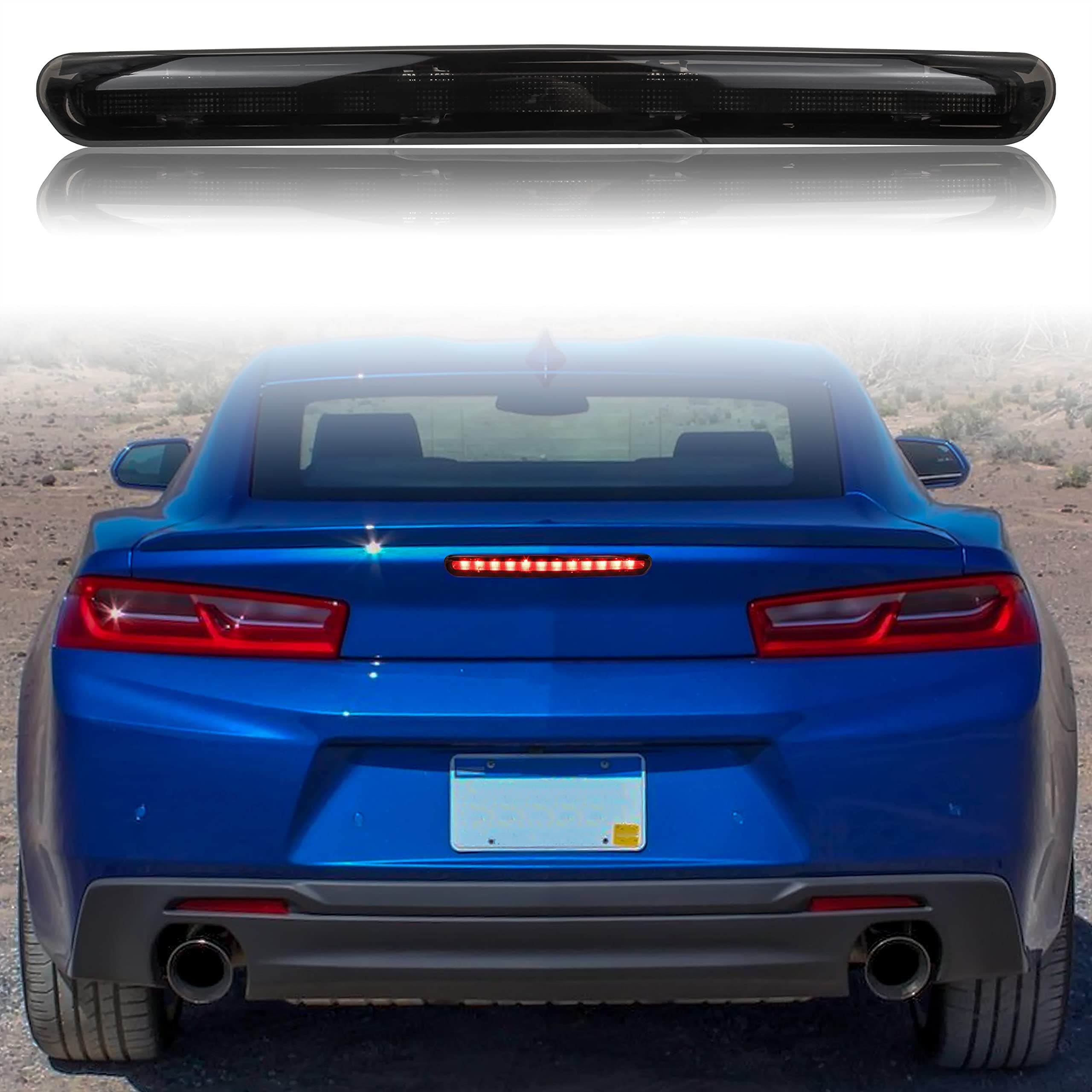 LED 3rd Third Brake Light for Camaro 16-20, KEWISAUTO Smoked Black Center High Mount Stop Light for Camaro Gen6 2016-2020 Accessories (1PCS,Replace 84330249 84484034)