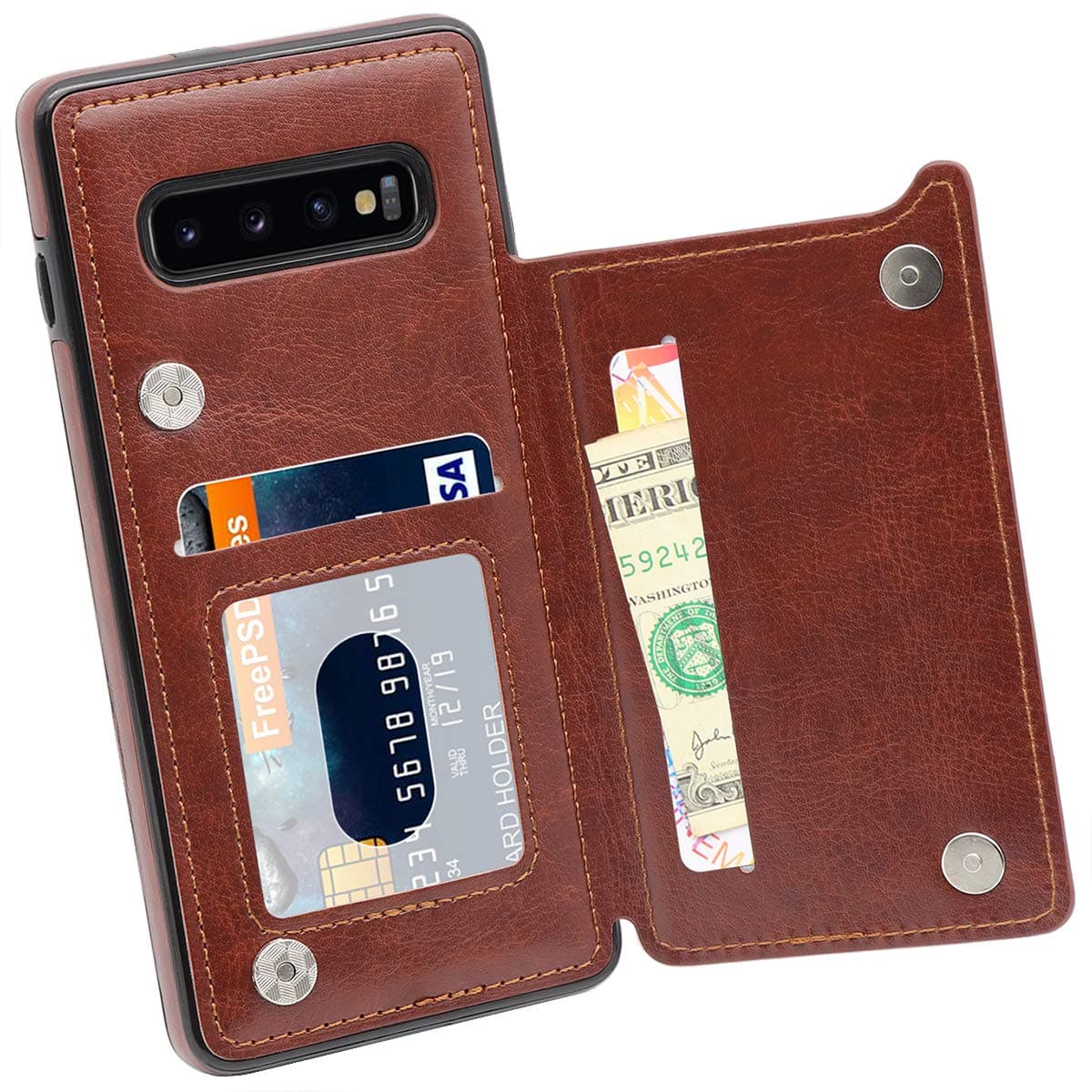 MMHUO Wallet Case for iPhone 11 Pro Max, Durable PU Leather iPhone 11 Pro Max Case with Card Holders Double Magnetic Snaps Folio Anti-Scratch Protective Case for iPhone 11 Pro Max (2019) - Brown