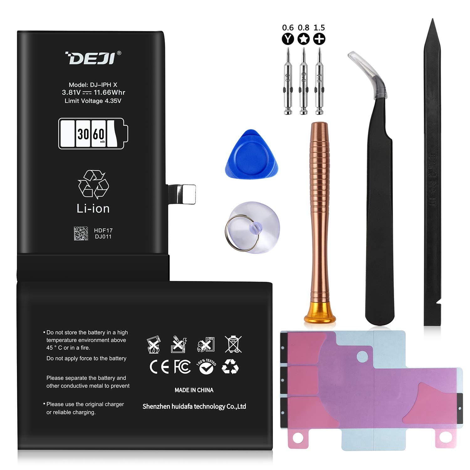 DEJI 3060mAh Battery for iPhone X, Super High Capacity Replacement Battery for iPhone X A1865, A1901, A1902, with Complete Repair Tools Kit and Instructions