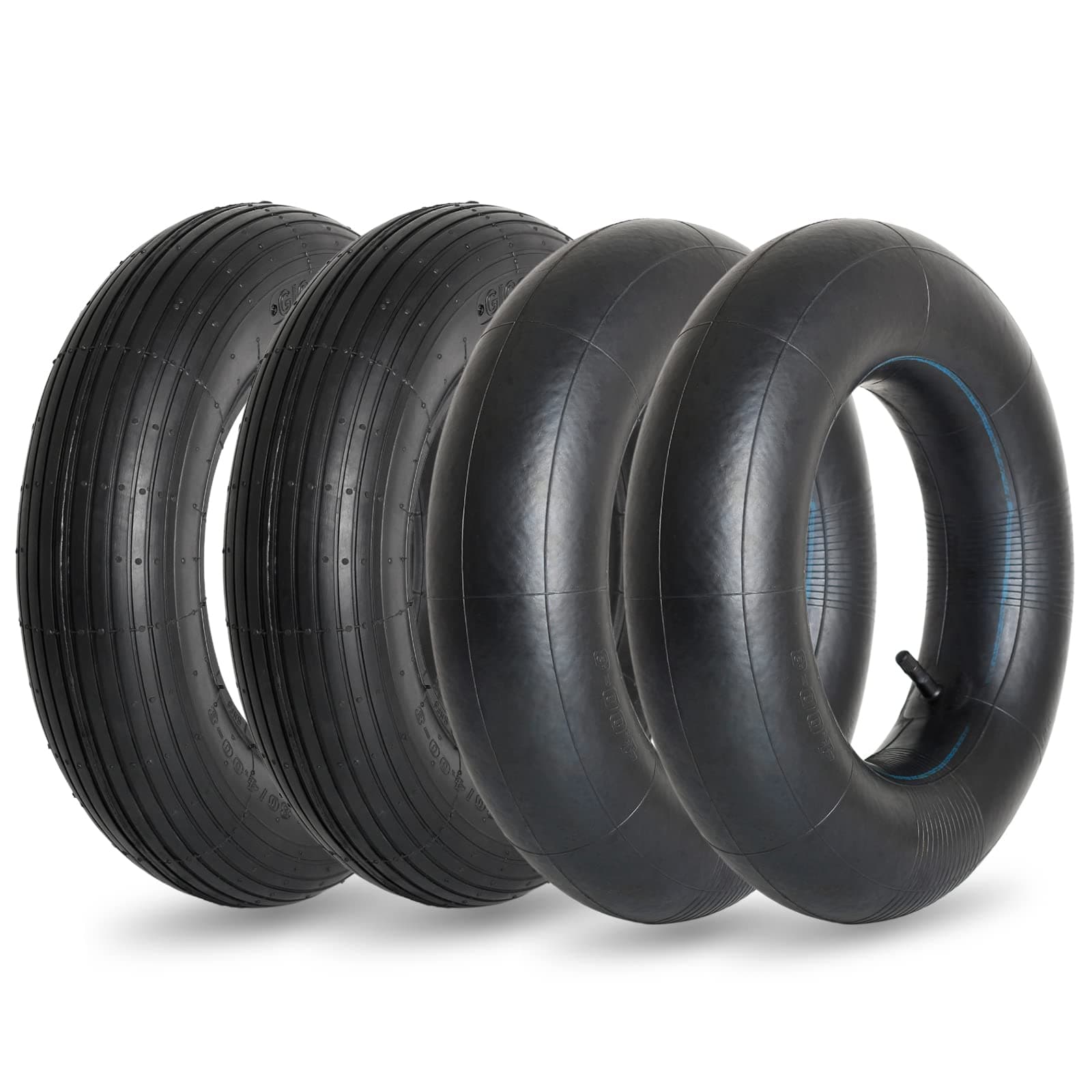 GIGOOL 4.80/4.00-8" Replacement Tire and Inner Tube Set, 2 Pack, 15" Heavy Duty Tire and Wheel, TR-13 Straight Valve Stem, for Wheelbarrow Trolley Dolly Garden Wagon Wheel Replacemen