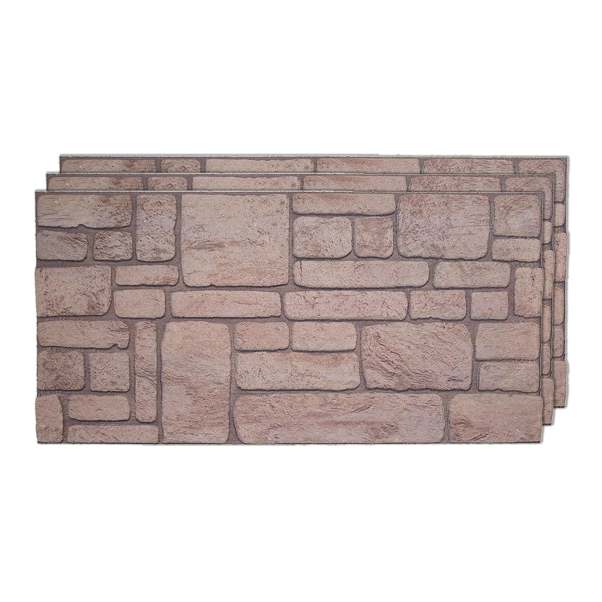 IZODEKOR 3D Brick Effect Wall Panels - Cladding, Stone Look, Styrofoam Panels for Living Room, Kitchen, Bathroom, Balcony, Bedroom, Back of Counter, and Teras | Ancient Traces, 3 Pack