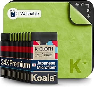 Koala Lifestyle Lens Cleaning Cloth | Japanese Microfiber | Glasses Cleaning Cloths | Eyeglass Lens Cleaner | Eyeglasses, Camera Lens, VR/AR Headset, and Screen Cleaning | Black & Green (Pack of 24)