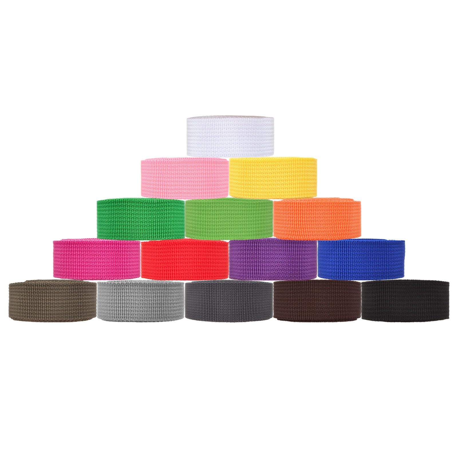 WANDIC Polypropylene Webbing, 15 Rolls Wide Webbing Strap for DIY Making Luggage Strap, Pet Collar, Backpack Repairing, 15 Colors