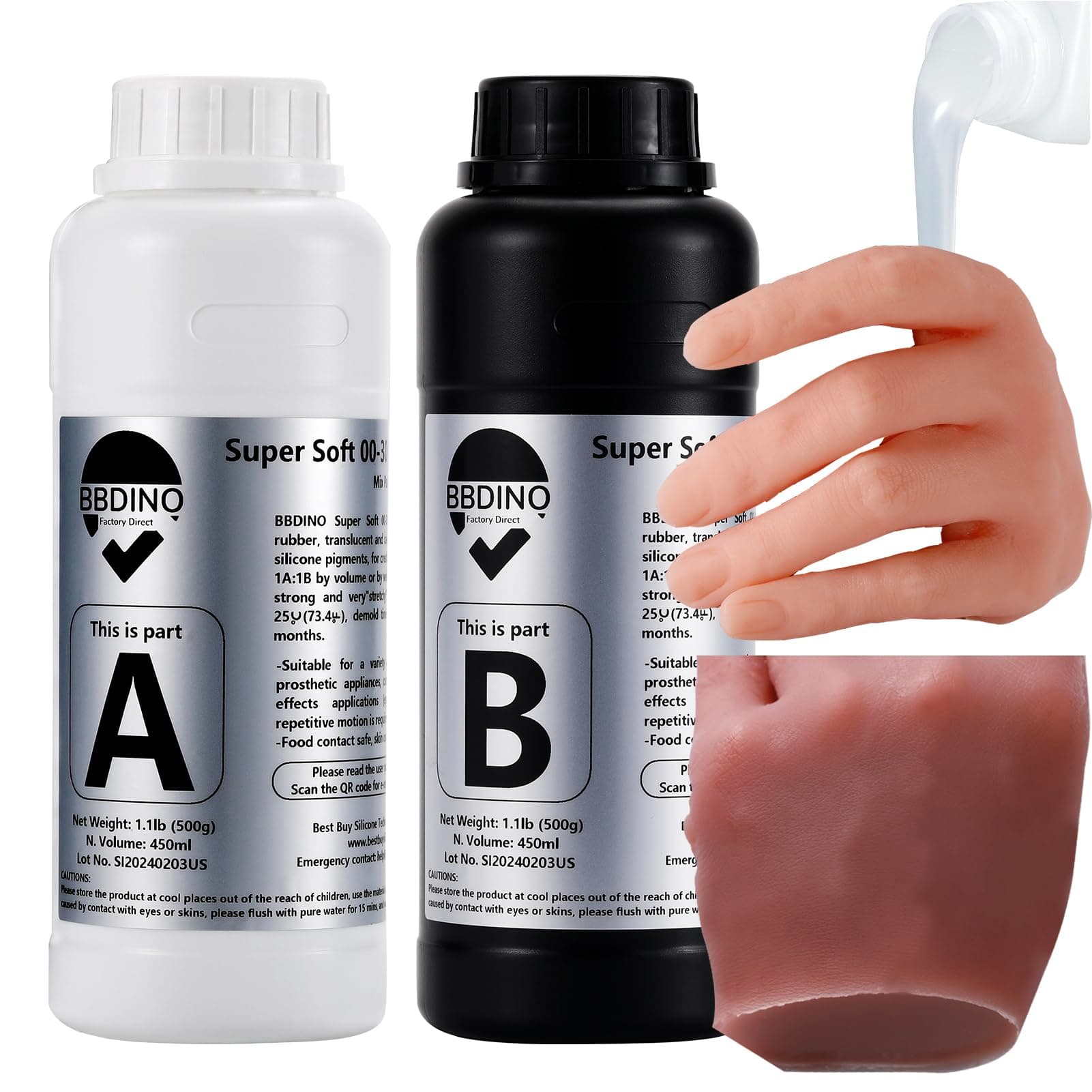 BBDINO Super Soft Silicone 00-30 Liquid Additional Super Soft Silicone Rubber Clear Translucent Extremely Flesh Like, Ideal for Making Professional Silicon Masks/Reborn Baby Dolls etc.