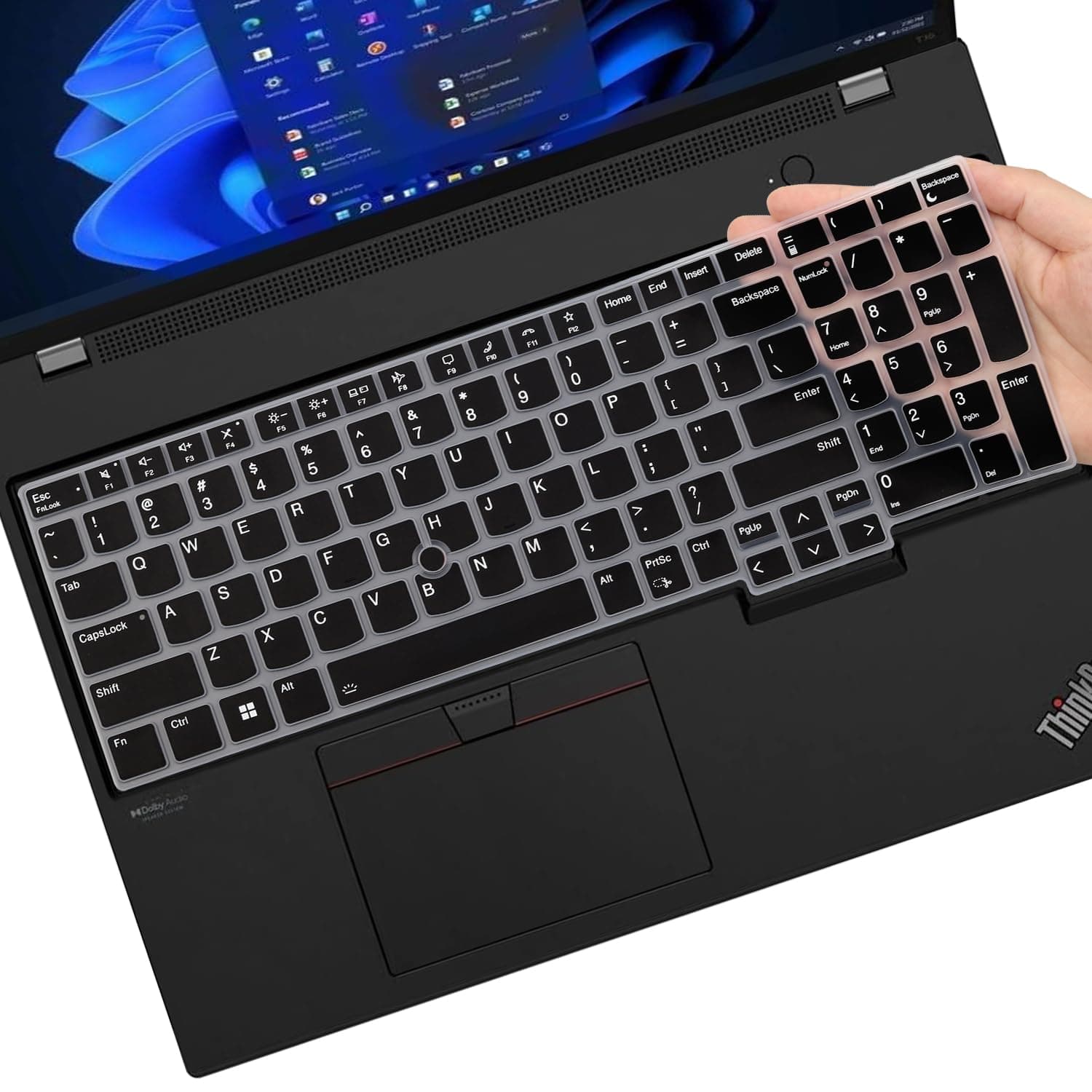 Keyboard Cover for Lenovo ThinkPad E16 Gen 1 16", Thinkpad T16 P16 P16v P16s Gen 2/Gen 1 16", Thinkpad L15 Gen 4/3 15.6" (Not Fit Thinkpad Z16, L15 Gen 2/1)-Black