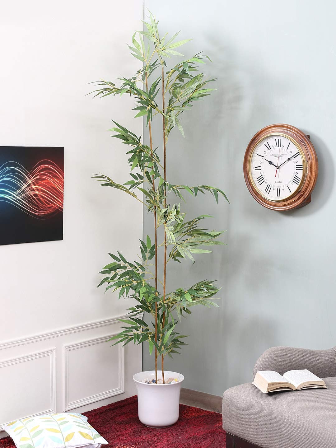 Fourwalls Artificial Bamboo Stick (Green, 2 Pieces)