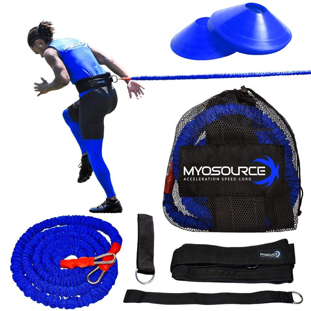 Acceleration Speed Cord Bungee Multi-Sport Resistance Training Kit - Improve Strength, Power, Agility, Vertical Jumping, Sprint Speed – 3 Waist Belt Sizes (S, M, L) Available - Kinetic Bands