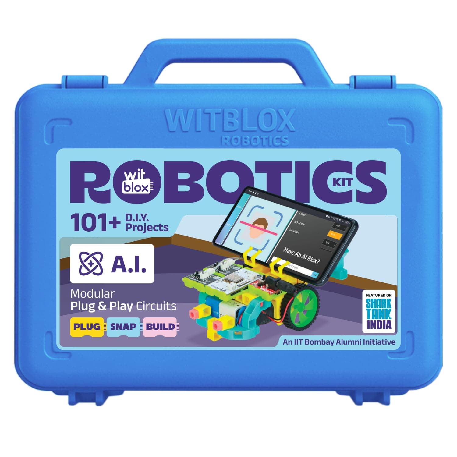 WitBlox AI Artificial Intelligence Robotic Science Kit for 101+ Project 174 Part 8 Yrs+, Interlocking Bricks, Electronic Sensor & Circuits to create Logic 2 Free Live Classes Gift Toy for Boys & Girls
