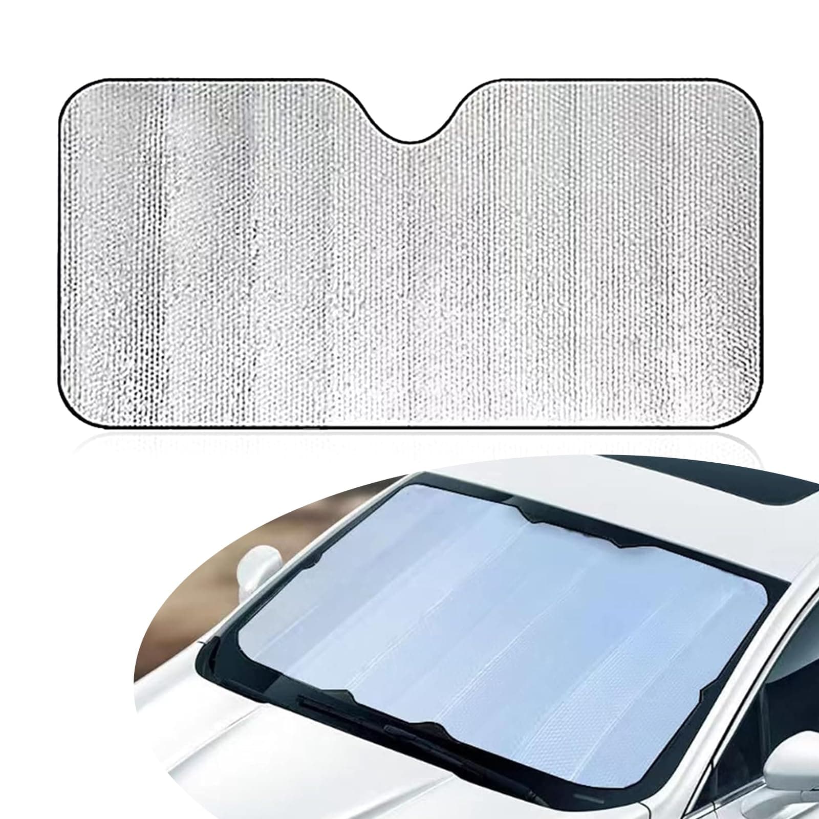 1 PC Car Front Windshield Protection Cover, 51.1" x 23.6" Car Sun Shade, Durable Automobile Protective Kit, Universal for Most Cars, Trucks and Vans (Silver)
