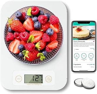 URAMAZ (White) - Smart Food Scale - Bluetooth Digital Kitchen Scale with Nutritional Calculator, Food Cooking Scale with Smartphone APP for Keto, Macro, Calorie, Weight Loss