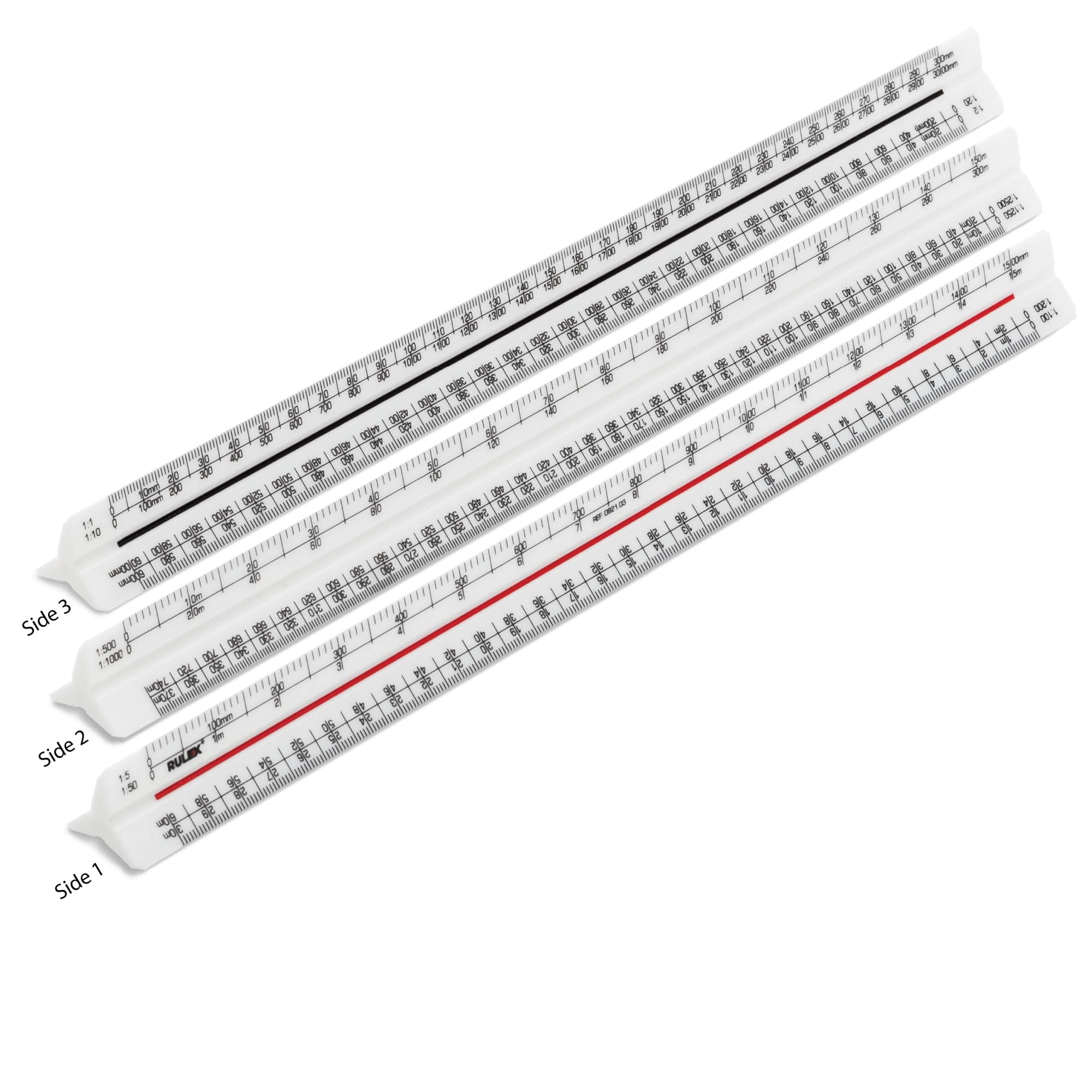Rulex 300mm Metric Triangular Scale Ruler 1:1 1:10 1:2 1:20/1:5 1:50 1:100 1:200/1:500 1:1000 1:1250 1:2500 - UK manufactured
