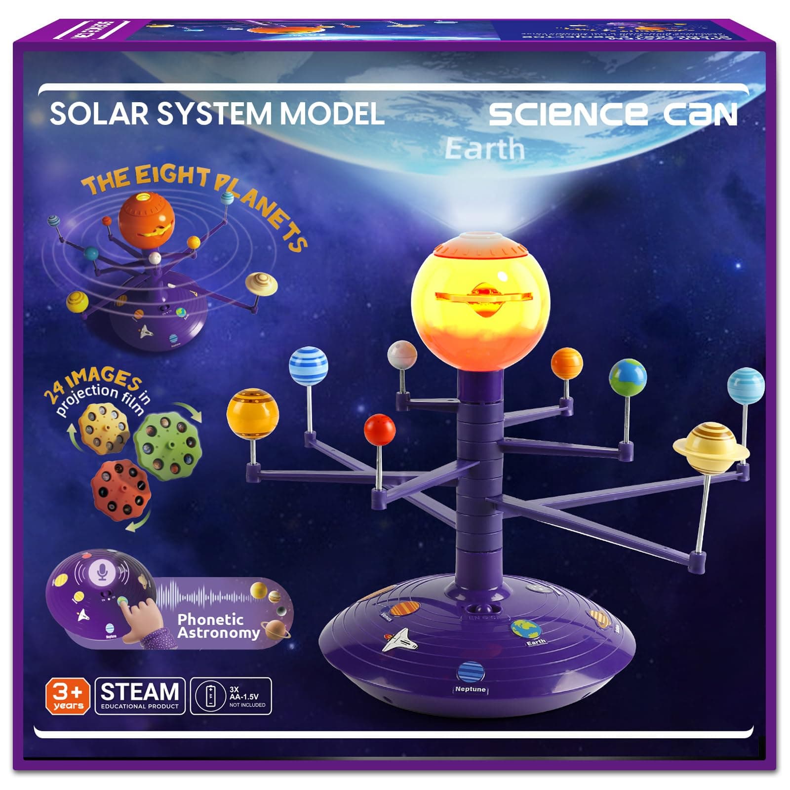 Solar System for Kids, Talking Astronomy Solar System Model Kit, Planetarium Projector with 8 Planets STEM Space Toys for 3 4 5+ Years Old Boys Girls