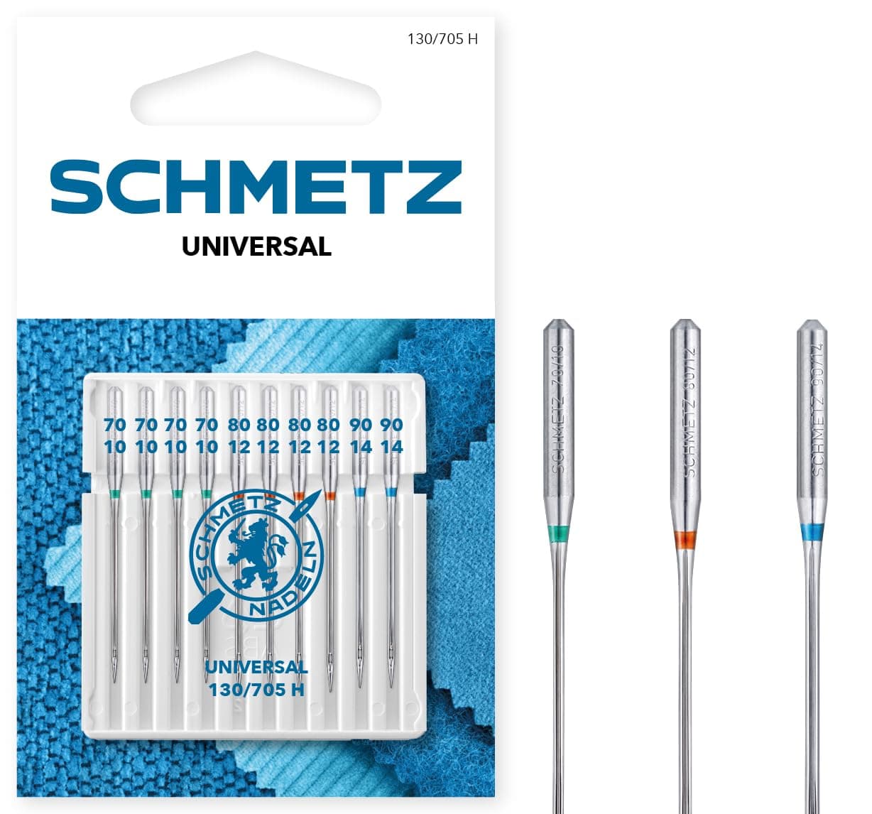 10 Sewing Machine Needles | Universal | 130/705 H | Size 70/10-90/14
