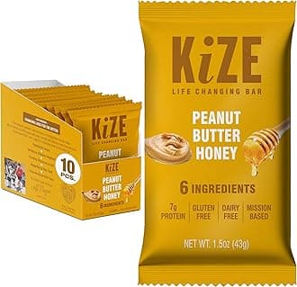 Energy Bars - Peanut Butter Honey - Gluten Free, Dairy Free, Non-GMO, and High Protein Meal Replacement Energy Bars, Clean and Simple Food Ingredients - 7g High Protein Snacks, (10 Count)