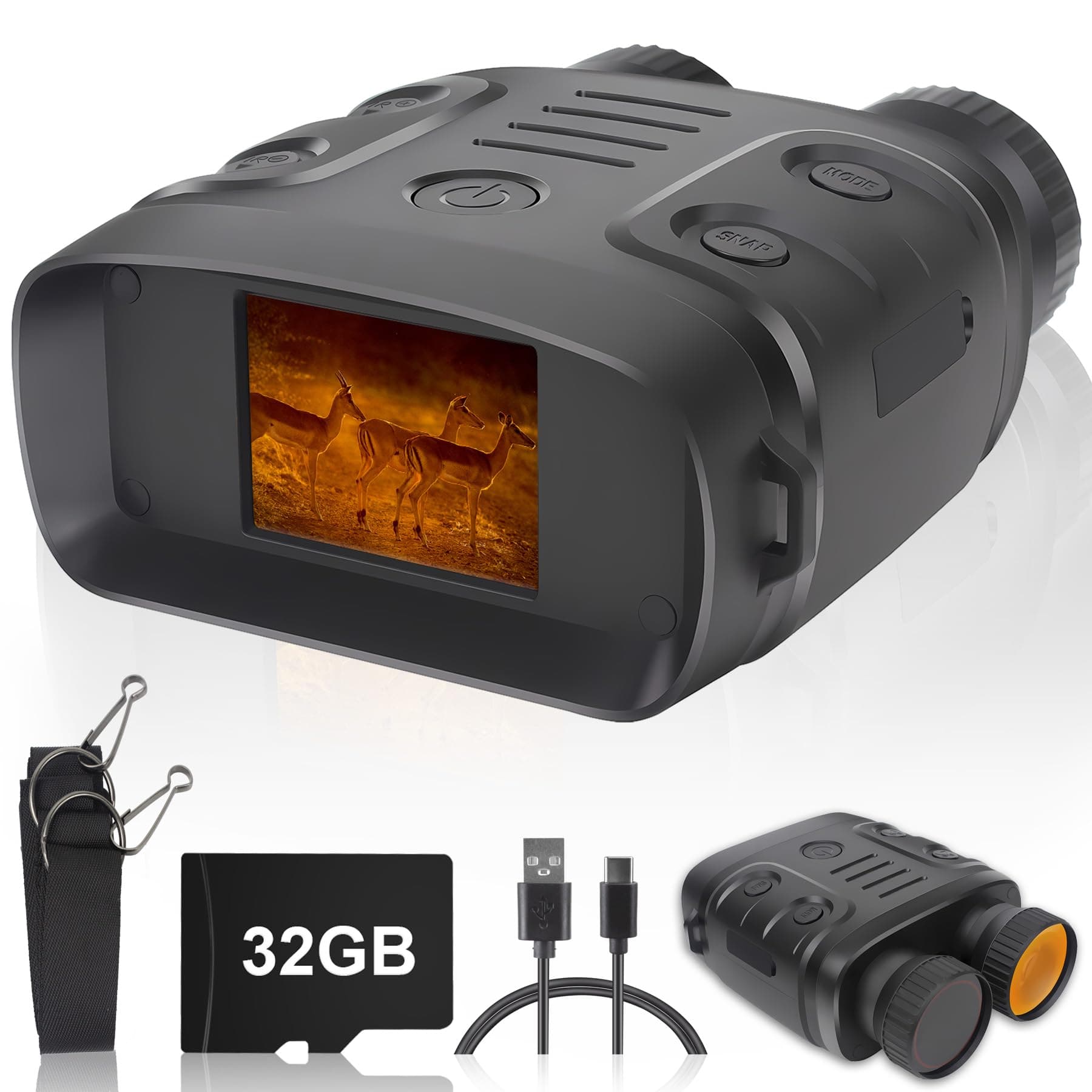 Night Vision Goggles Compact Binoculars 1080P & 2.4" Digital Infrared Night Vision Goggles for Adults, 10X Digital Zoom, 7-Brightness Level, Night and Day, 32GB Memory Card for Photo and Video Storage