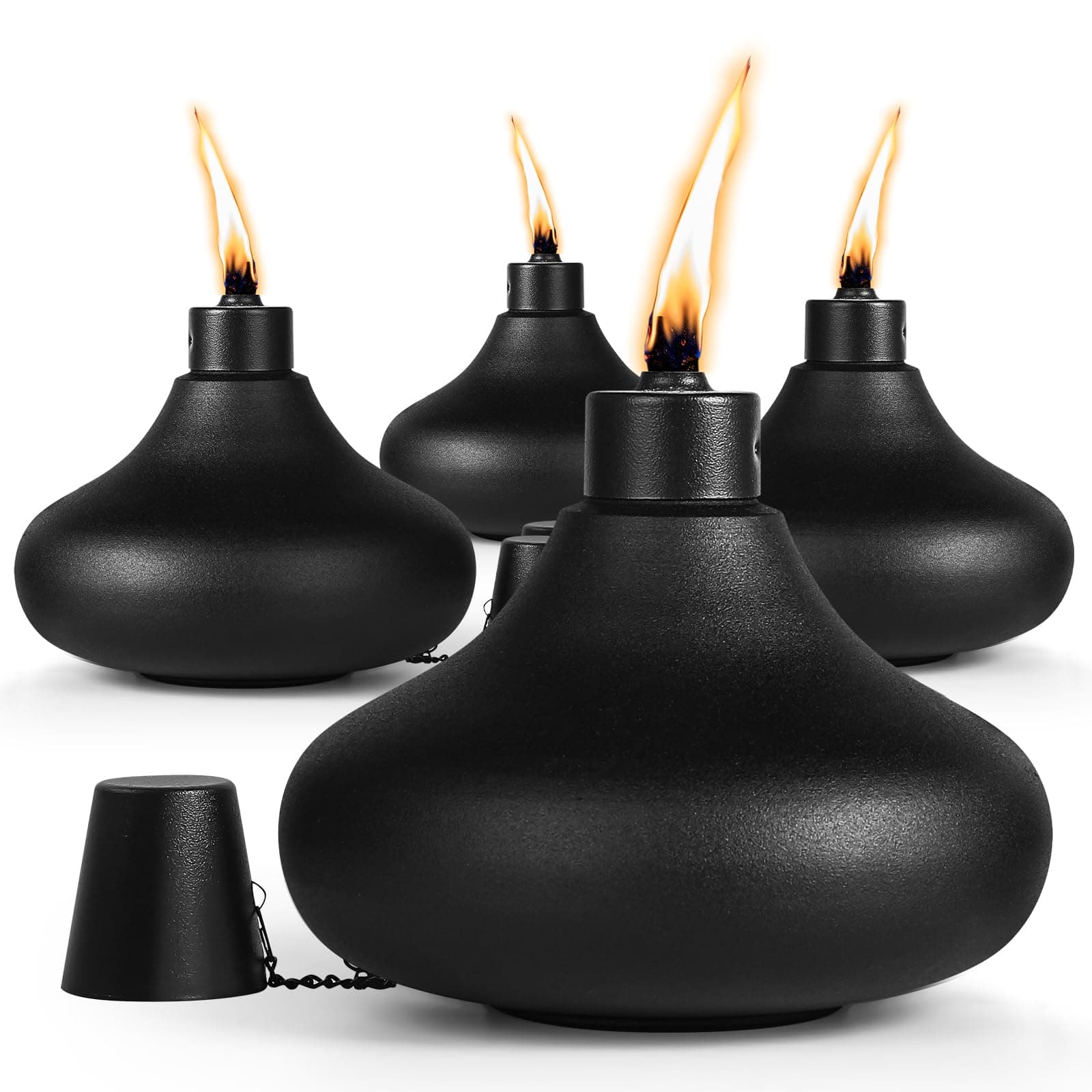 ZSPENG 4 Pack Metal Table Top Torches,24.5 oz Citronella Torches for Outside,Refillable Flame Light Torch with Wicks and Covers, Landscape Lanterns Torches for Party, Garden Decor,DIY