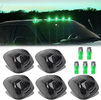Atmufelp 5X Black Smoke Lens Cab Roof Marker Running Lamps Compatible with Green LED Lights for Ford F150 F250 F350 F450 F550 F650 F750 E150 E250 E350 E450 1999-2016 - Super Duty Pickup Trucks