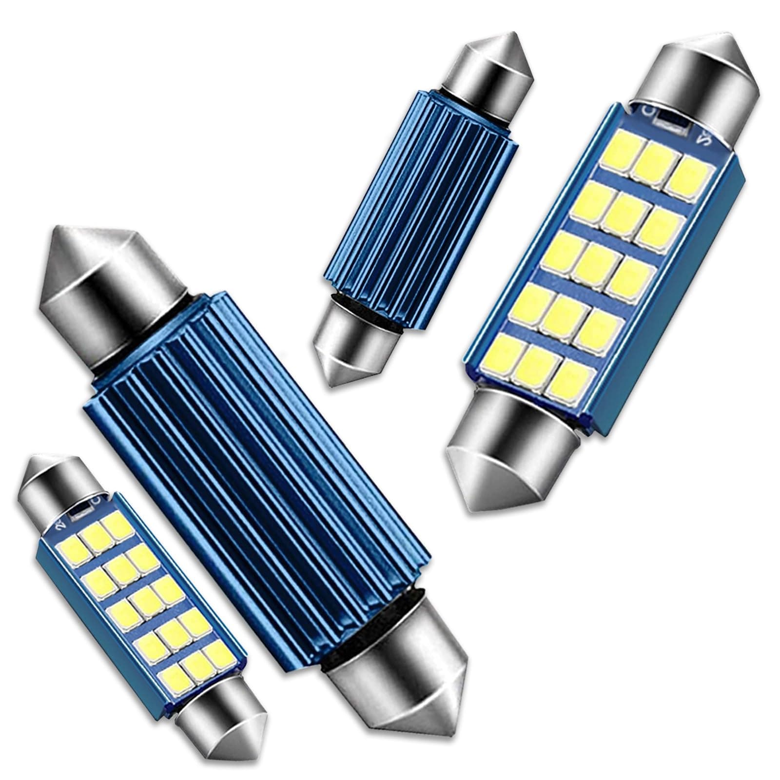 Pack-4 578 LED Extremely Bright Bulbs, 1.59" 6500K 2835 Chipsets 400LM Bulbs for LED Interior Dome Map Door Lights 211-2 212-2 569 6411 6451 41mm 42mm (White)