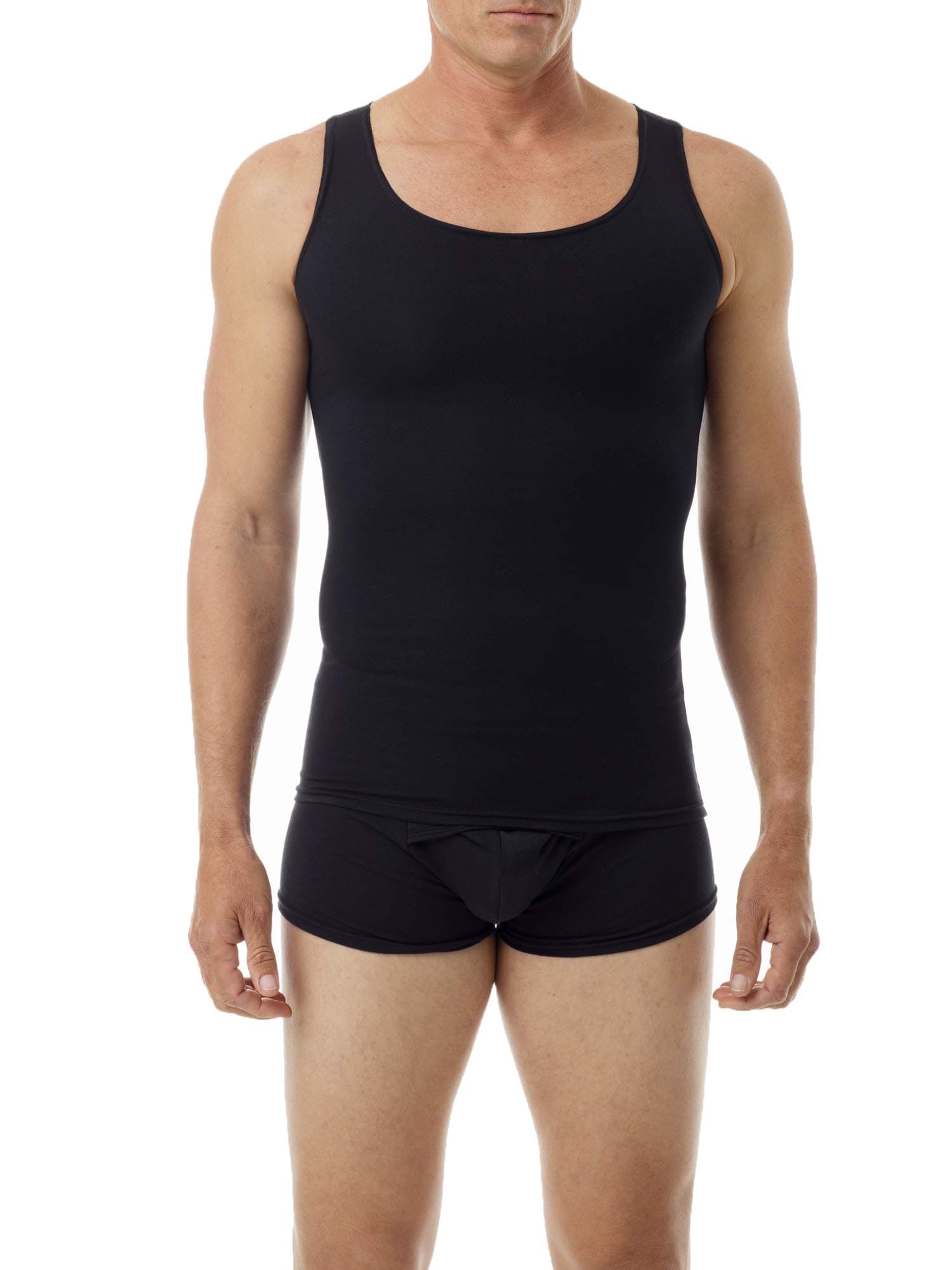 Mens Cotton Spandex Compression Tank 3-Pack, Small, Black