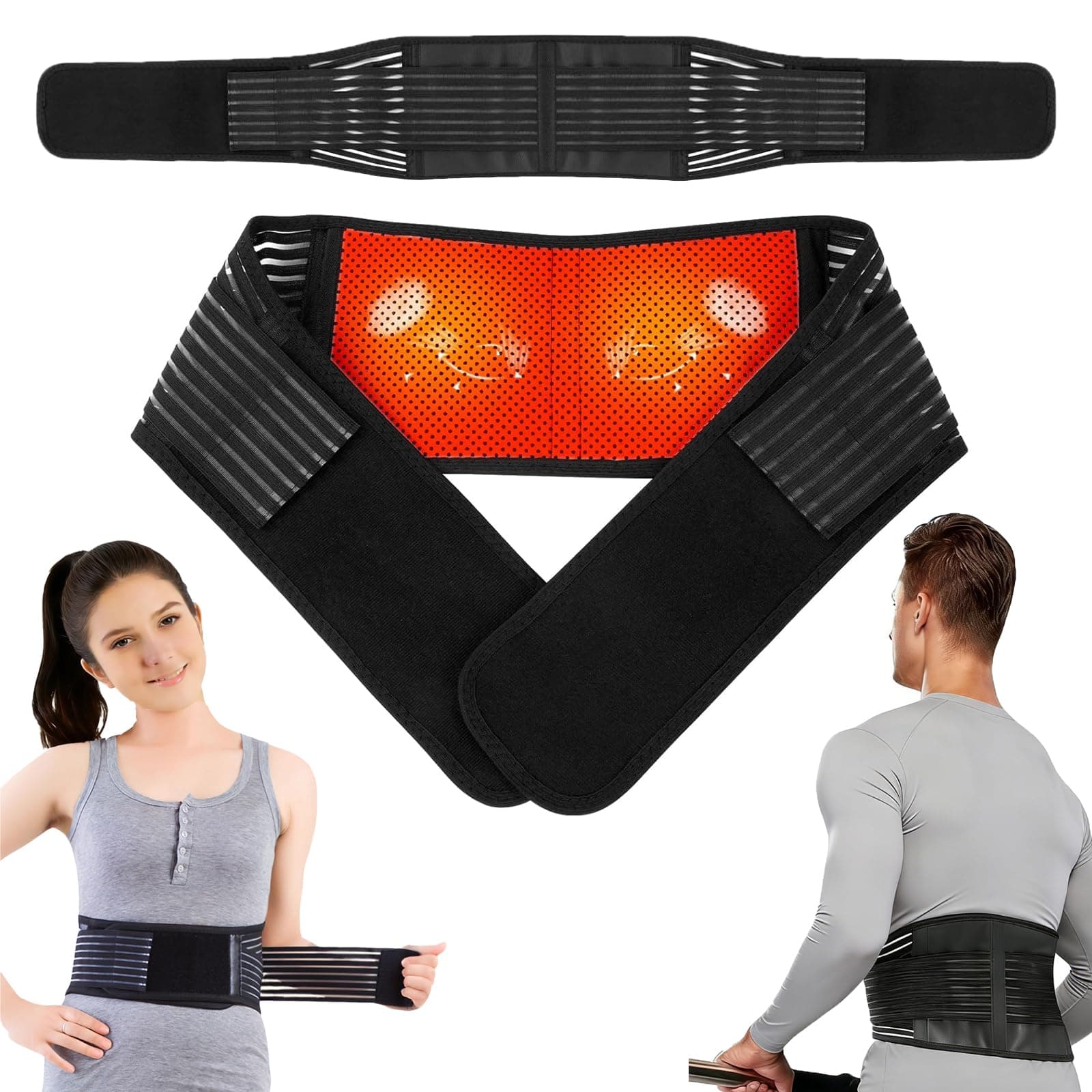 Back Support with Magnet, Tourmaline Magnetic Back Braces for Lower Back Pain Relief, Self Heating & Soothing Waist Band, Lumbar Support Belt for Herniated Disc/Sciatica (X-Large)