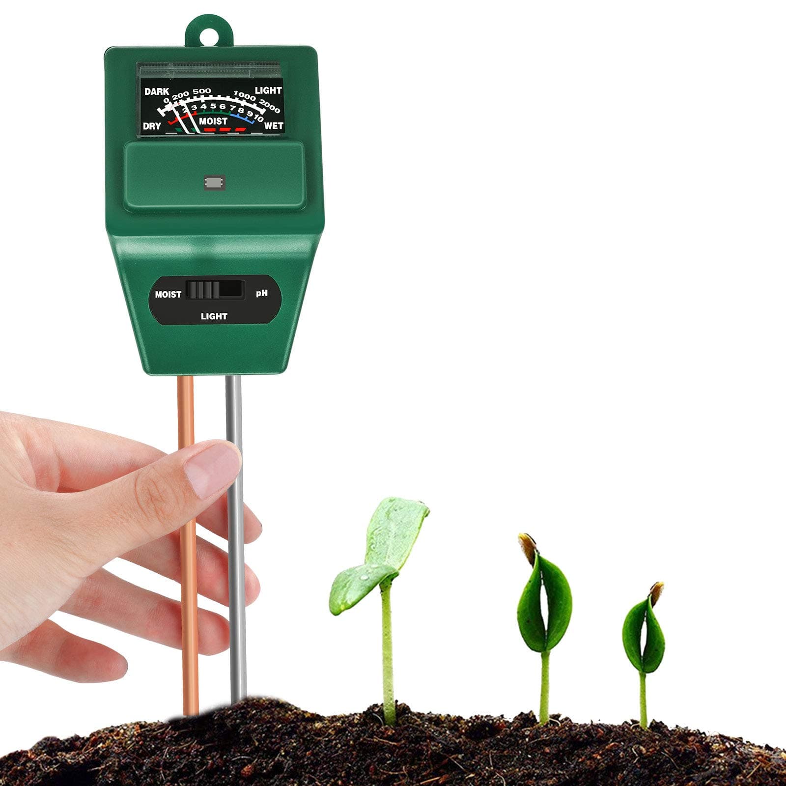 3-in-1 Soil pH Meter,Test Kit for Moisture,Soil Moisture Meter,Great for Home and Garden, Lawn, Farm, Indoor & Outdoor Use