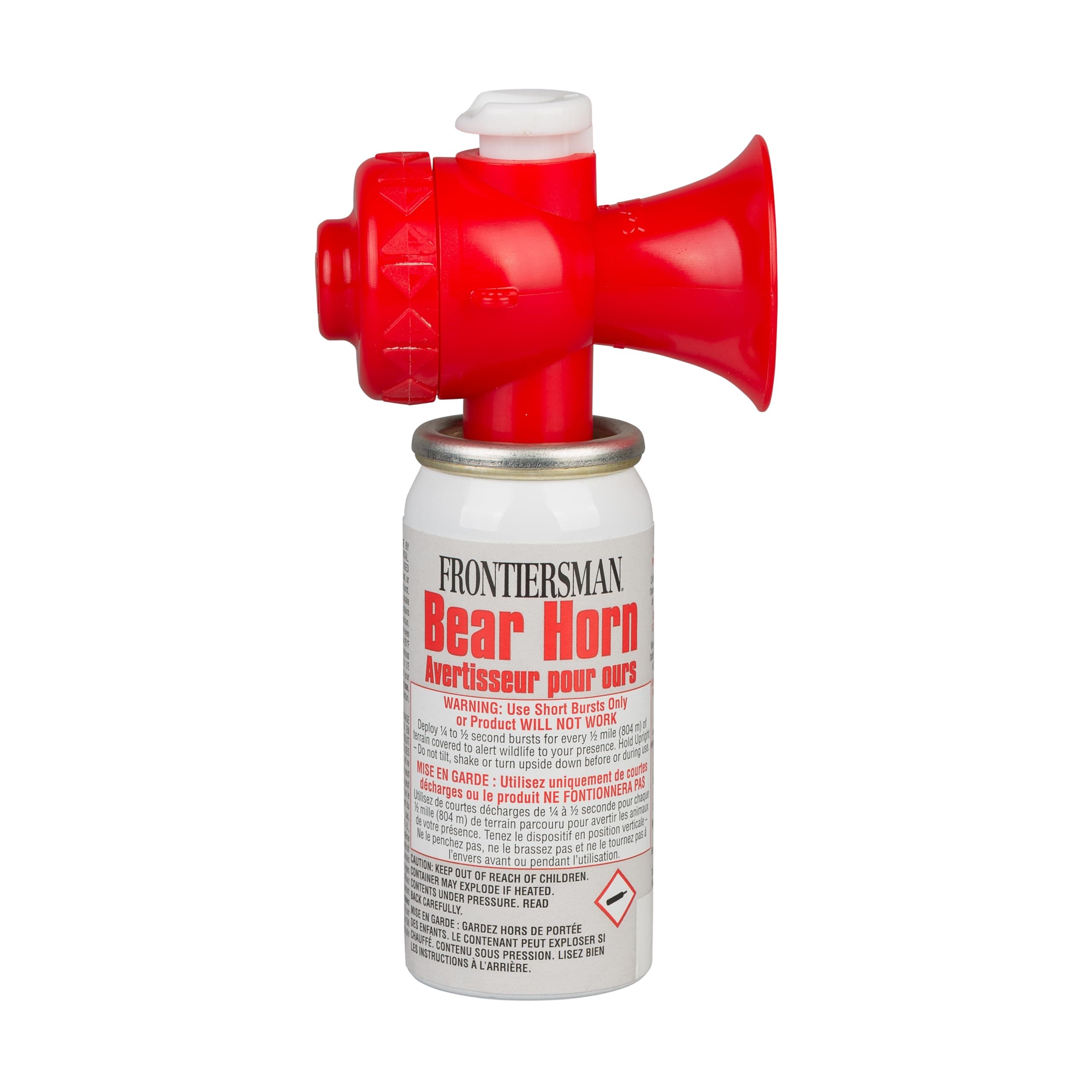 Frontiersman Bear Horn with On/Off Locking Top, 130dB Heard Up to 0.5-Miles Away Helps Keep Bears Away, Compact & Reusable with 60 1/4-Second Bursts