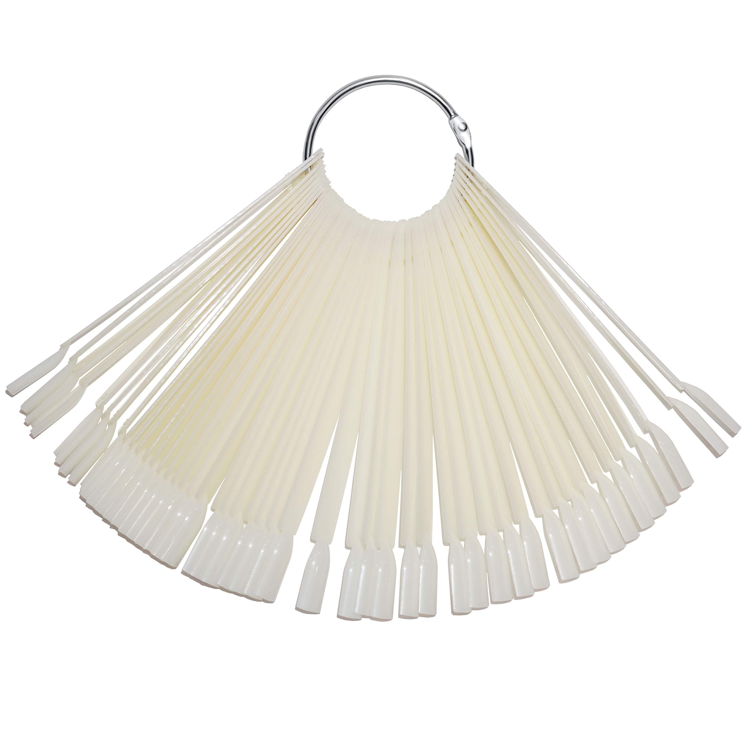 Professional 50pcs Nail Colour Display Swatch Sticks, Pop Sticks, Nail Art Palette Tip Display (Ring, Natural)