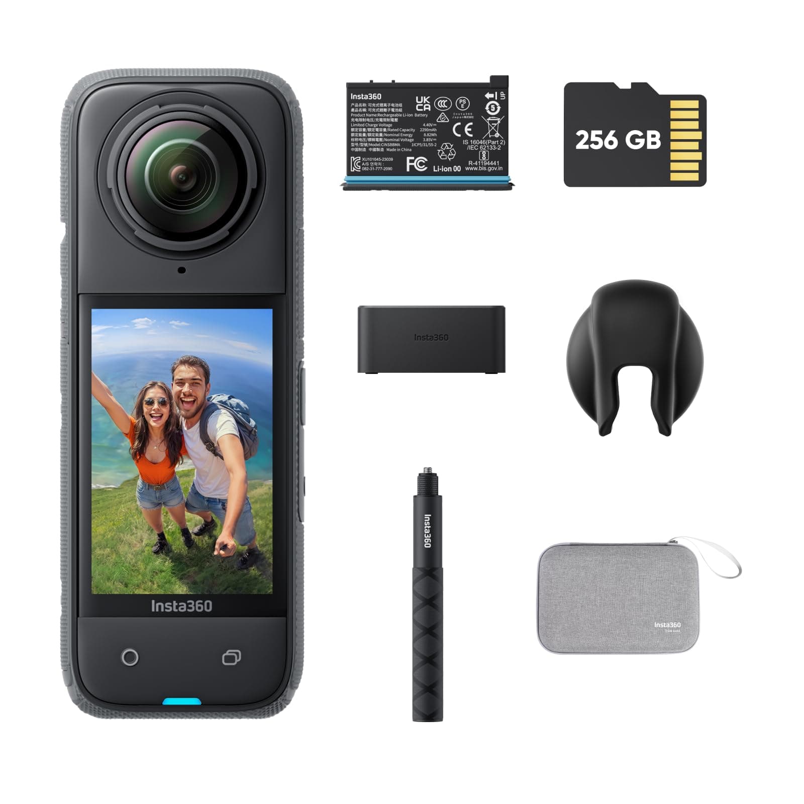 Insta360 X4 Endurance Bundle - 8K Waterproof 360 Action Camera, 4K Wide-Angle Video, Invisible Selfie Stick, Removable Lens Guards, 135 Min Battery Life, AI Editing, Stabilization, for Sports, Travel