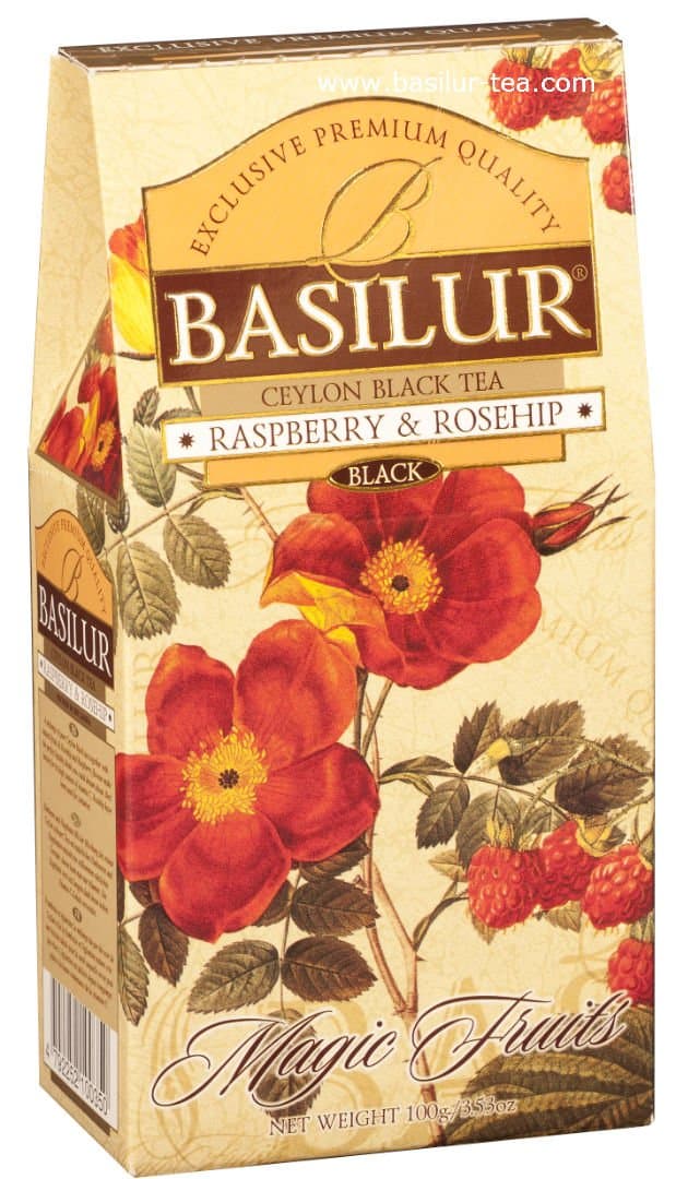 Basilur Magic Fruits RASPBERRY and ROSEHIP Black Leaf Tea -100g