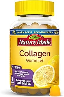 Nature Made Collagen Gummies with Vitamin C, Zinc, Biotin, Hydrolyzed Collagen Peptides for Women and Men, Healthy Skin Support Supplement, 60 Gummies, 60 Day Supply