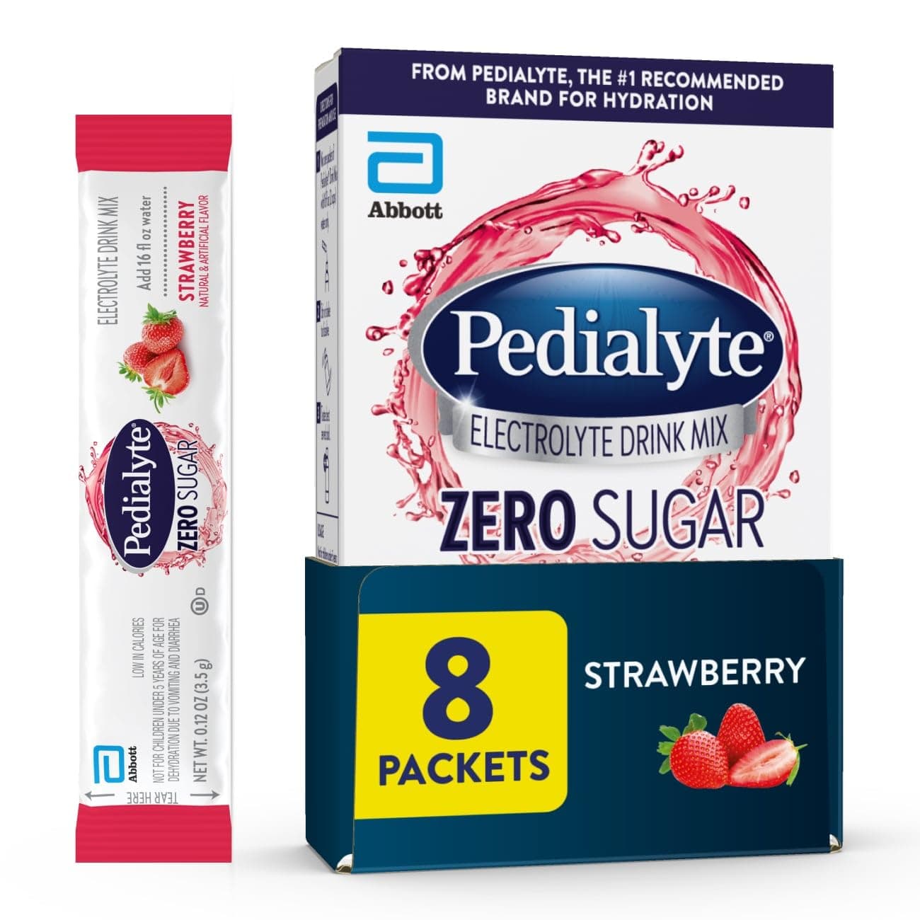 Electrolyte Drink Mix With Zero Sugar | Hydration With Key Electrolytes | Low in Calories | Strawberry, 8 Powder Packets