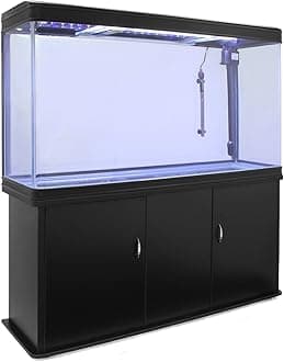 Monster Shop Large Fish Tank 4ft 300L 65 Gallon Aquarium Marine Tropical Saltwater Freshwater Black Cabinet Storage Stand Complete Starter Kit Filter Air Pump Heater LED Light