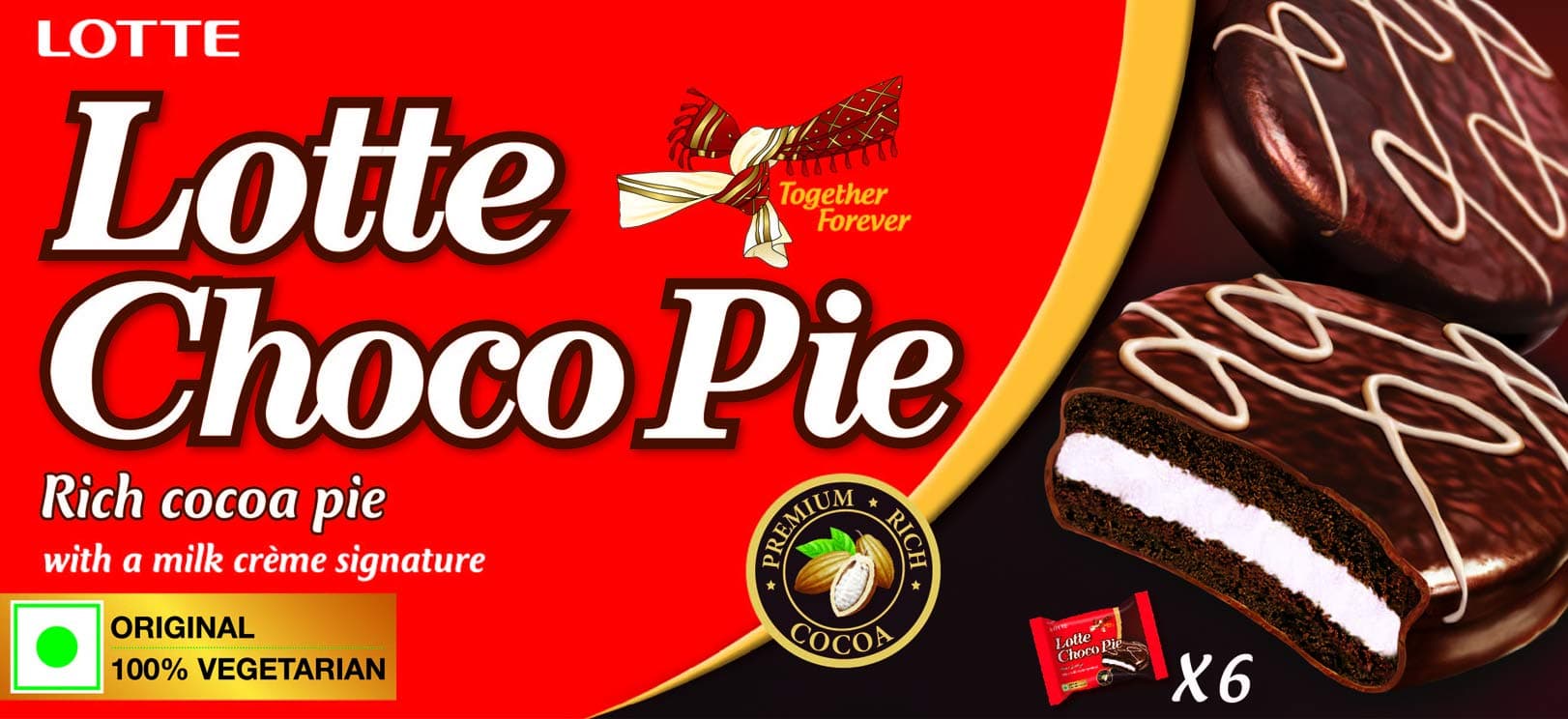 Lotte Rich Cocoa Pie, 150g - 6 Counts Box