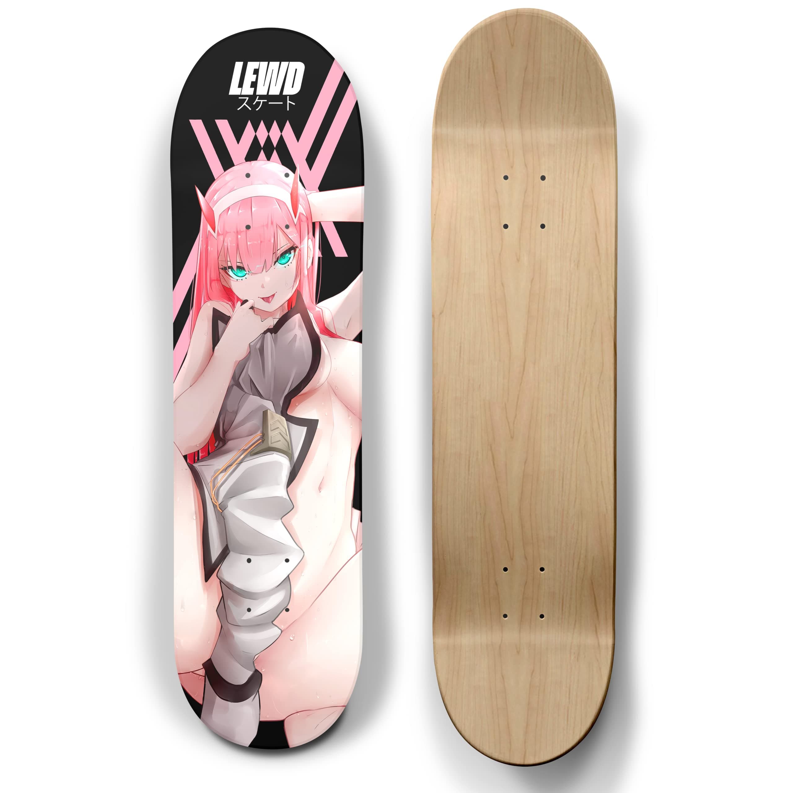Lewd Skate Zero Two Anime Waifu Skateboard Deck, 7-Layer Canadian Maple 8.0inch