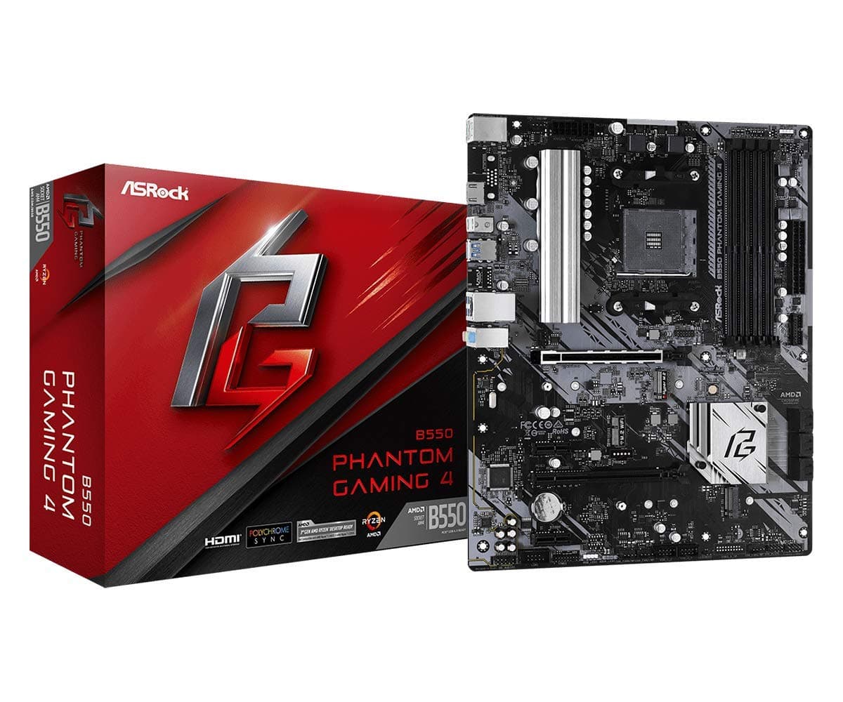 B550 Phantom Gaming 4 Supports AMD AM4 Socket Ryzen™ 3000, 3000 G-Series, 4000 G-Series, 5000 and 5000 G-Series Desktop Processors Motherboard