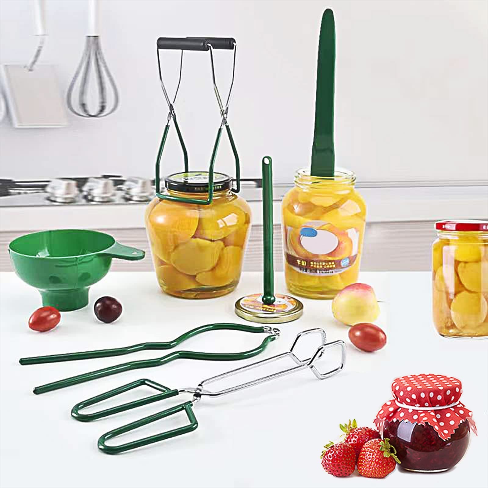 KASTWAVE 6 PCS Canning Kit for Beginner, Home Canning Tools for Canners, Food Grade Stainless Steel Canning Accessories, Canning Set Canning Supplies Starter Kit, Green