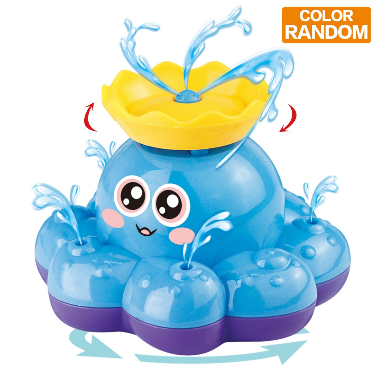 Bath Toy, Spray Water Octopus (Random Colour), Can Float Rotate With Fountain, YeoNational Toys Floating Bathtub Shower Pool Bathroom Toy