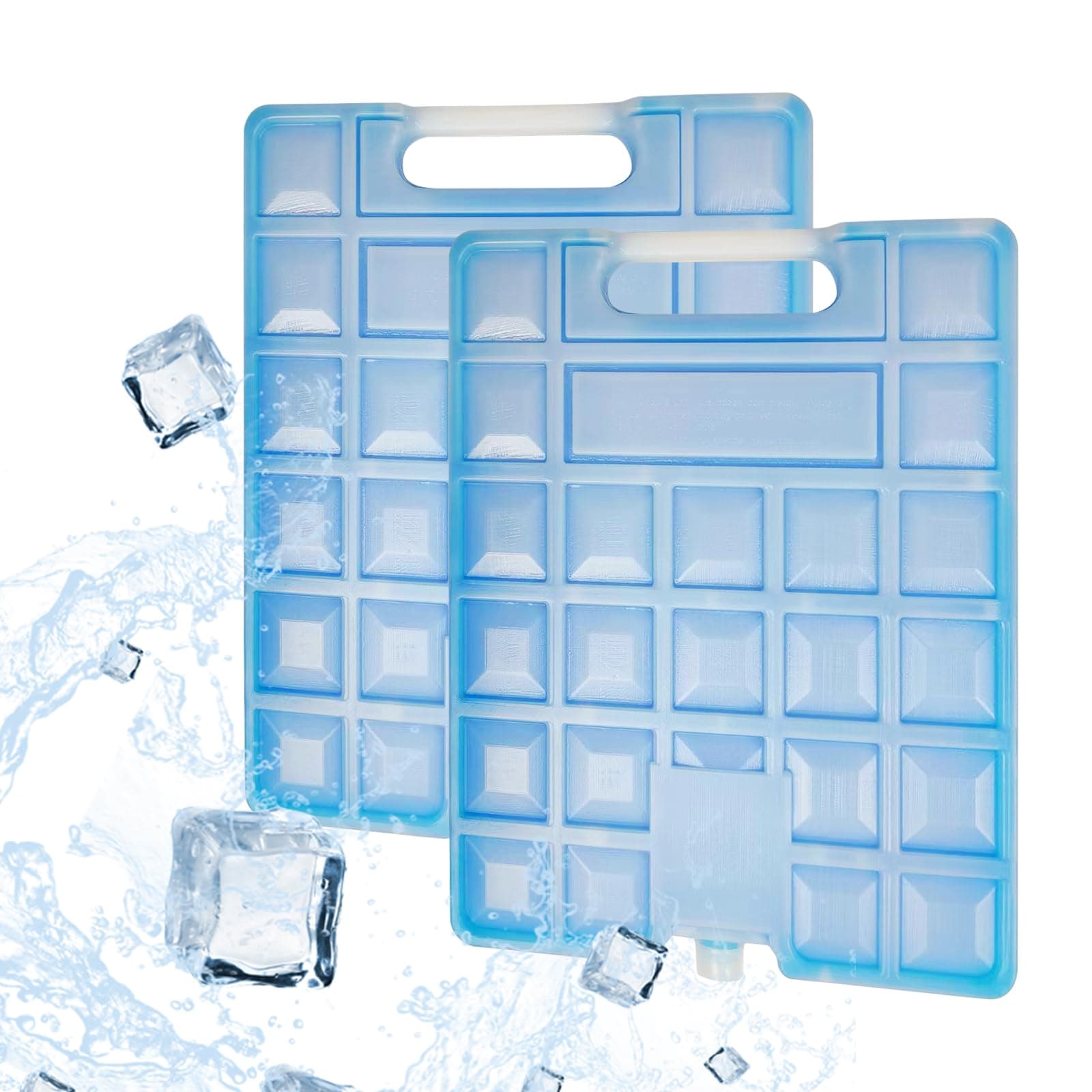 WORLD-BIO Large Cold Ice Blocks Freezer Pack, Ice Packs for Cooler, Cool Box - 2 Pcs Reusable Freezer Blocks - Quick Freeze & Long-Lasting Cold for Camping, Picnic, Hiking, Travel