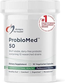 ProbioMed 50 - Probiotics for Digestive Health - 10 Strains with Lactobacillus acidophilus Probiotic + Lactobacillus rhamnosus - Gut Health + Immune Support Supplement (30 Caps)