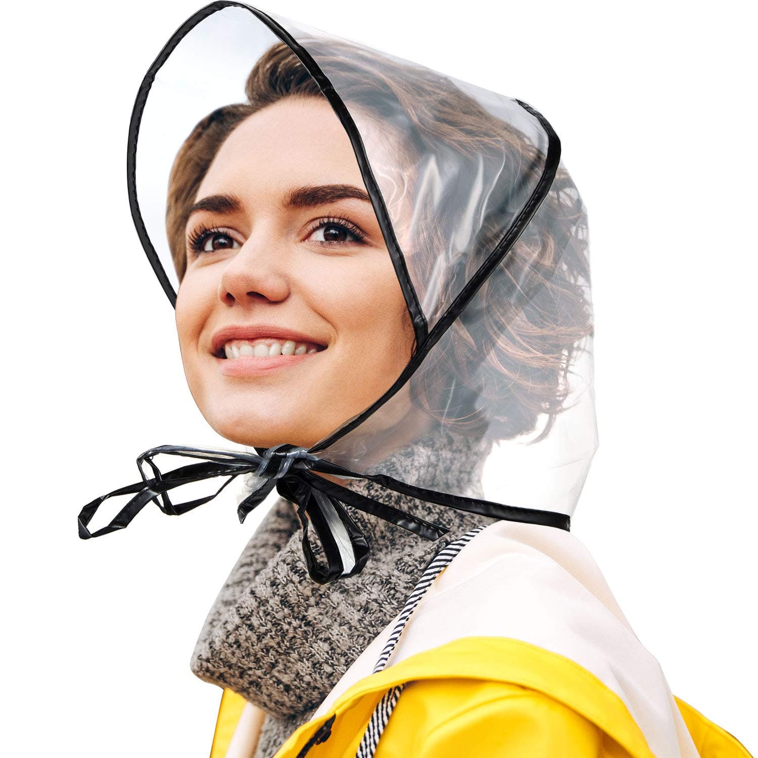 - 6 Pcs Women's Rain Bonnet with Visor Clear Waterproof Plastic Rain Bonnet Hat for Women Female