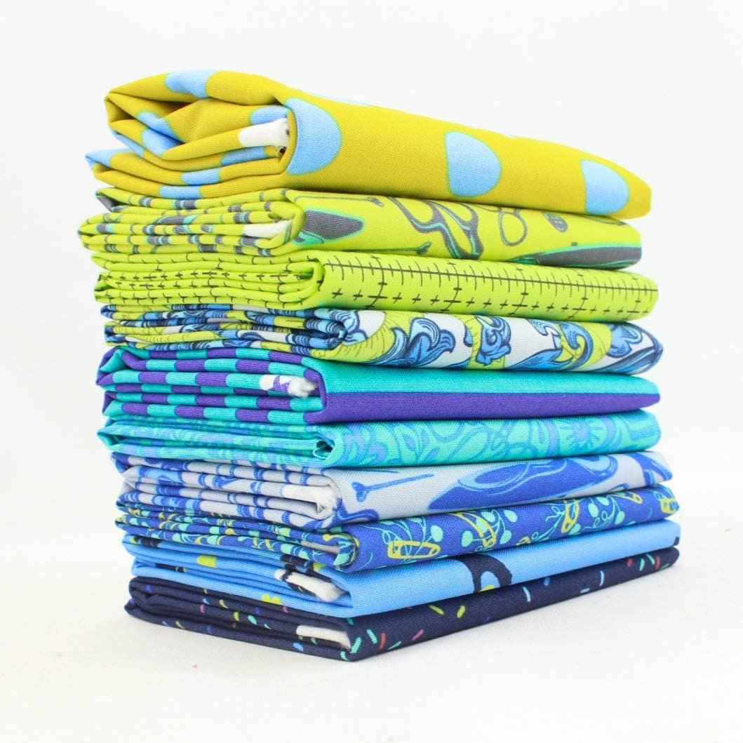 Tula - Green and Blue - Half Yard Bundle (KS.EB.10Y) by Tula Pink for Free Spirit