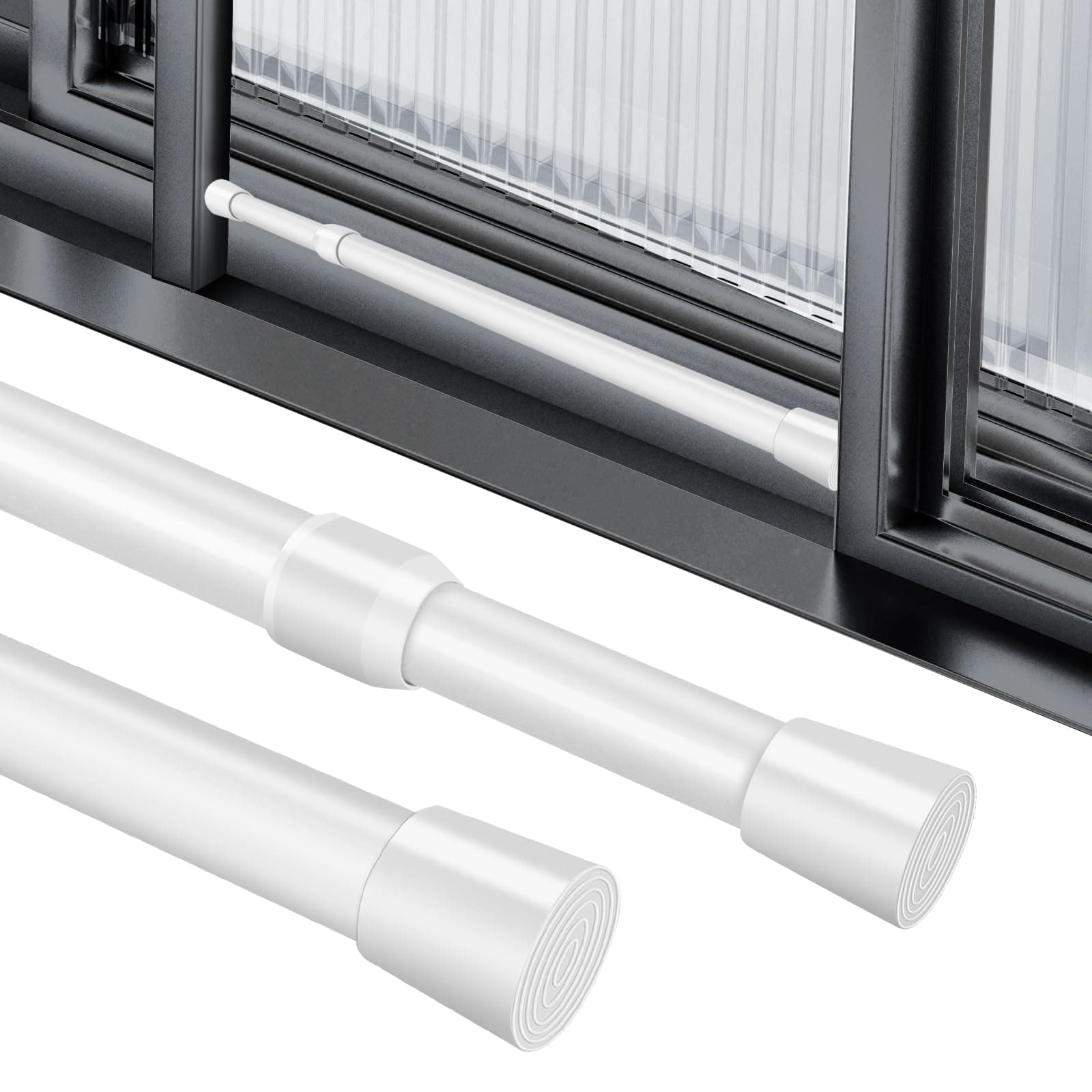 AOBOPLE 2 Pack Window Security Bar, Window Safety Bars, Adjustable Sliding Glass Door Lock, Window Lock Bar for Children Home, Extends from 16.5-27.95 Inches (White)